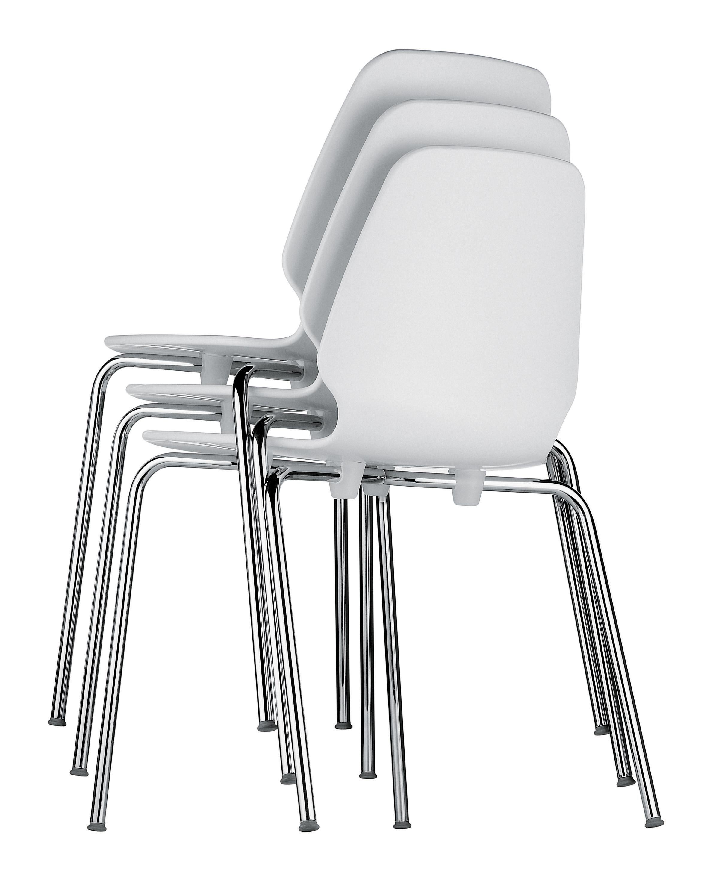 Alias 530 Selinunte Chair in White and Chromed Steel Frame by Alfredo Häberli In New Condition For Sale In Brooklyn, NY
