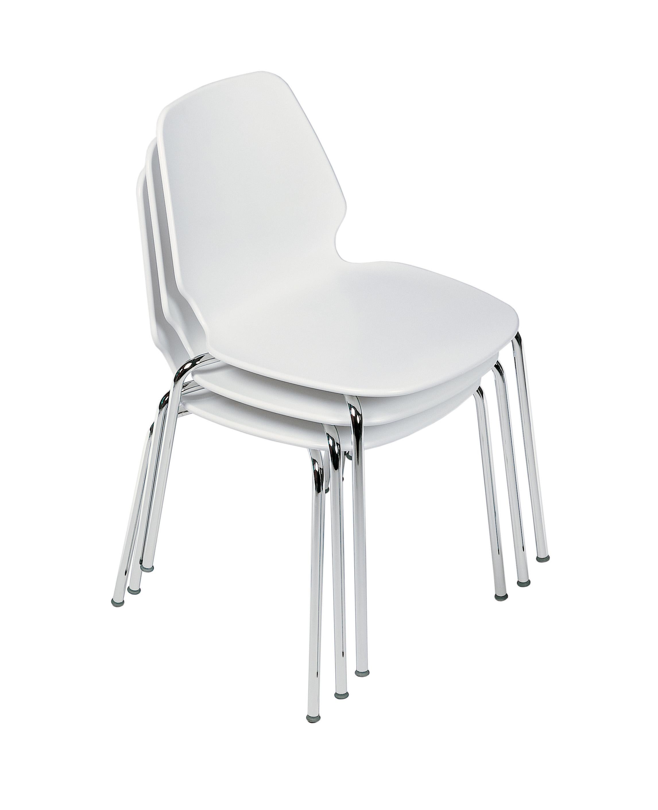 Contemporary Alias 530 Selinunte Chair in White and Chromed Steel Frame by Alfredo Häberli For Sale