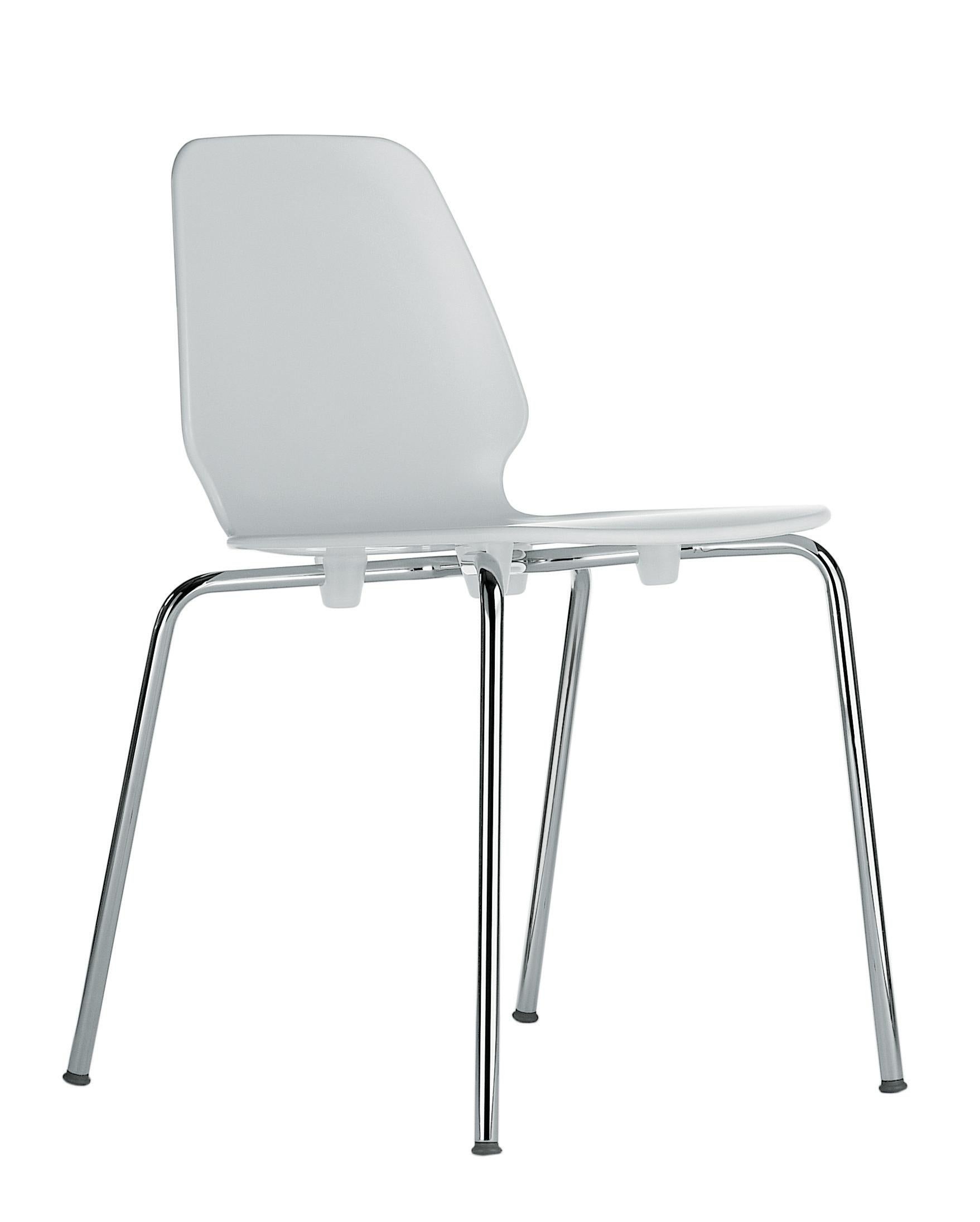 Alias 530 Selinunte Chair in White and Chromed Steel Frame by Alfredo Häberli For Sale 1