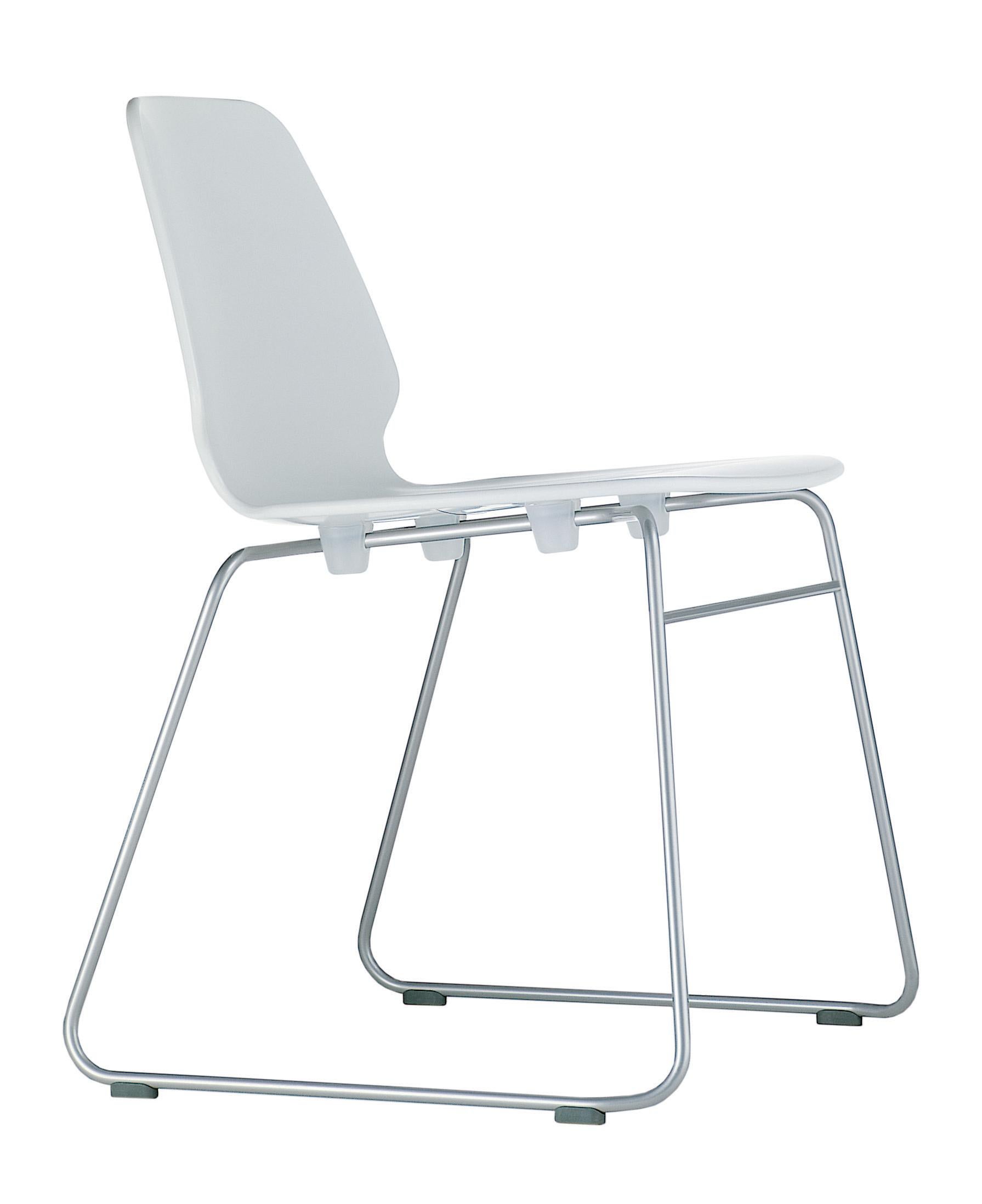 Italian Alias 531 Selinunte Sledge Chair in White and Steel Frame by Alfredo Häberli For Sale