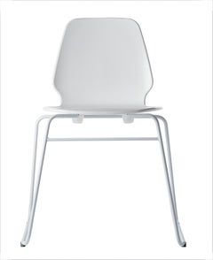 Alias 531 Selinunte Lehnenstuhl mit weißem Sitz und lackiertem Stahlgestell