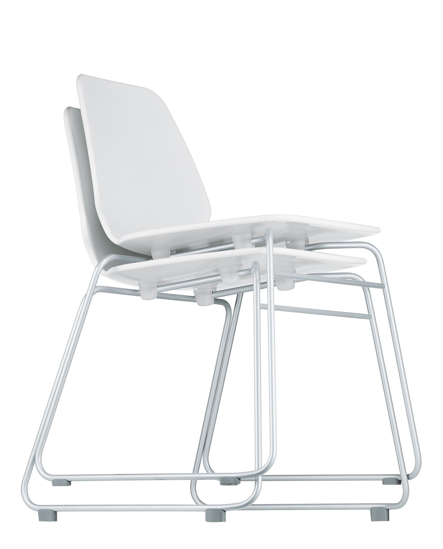Italian Alias 531 Selinunte Sledge Chair in White Seat and Lacquered Steel Frame For Sale