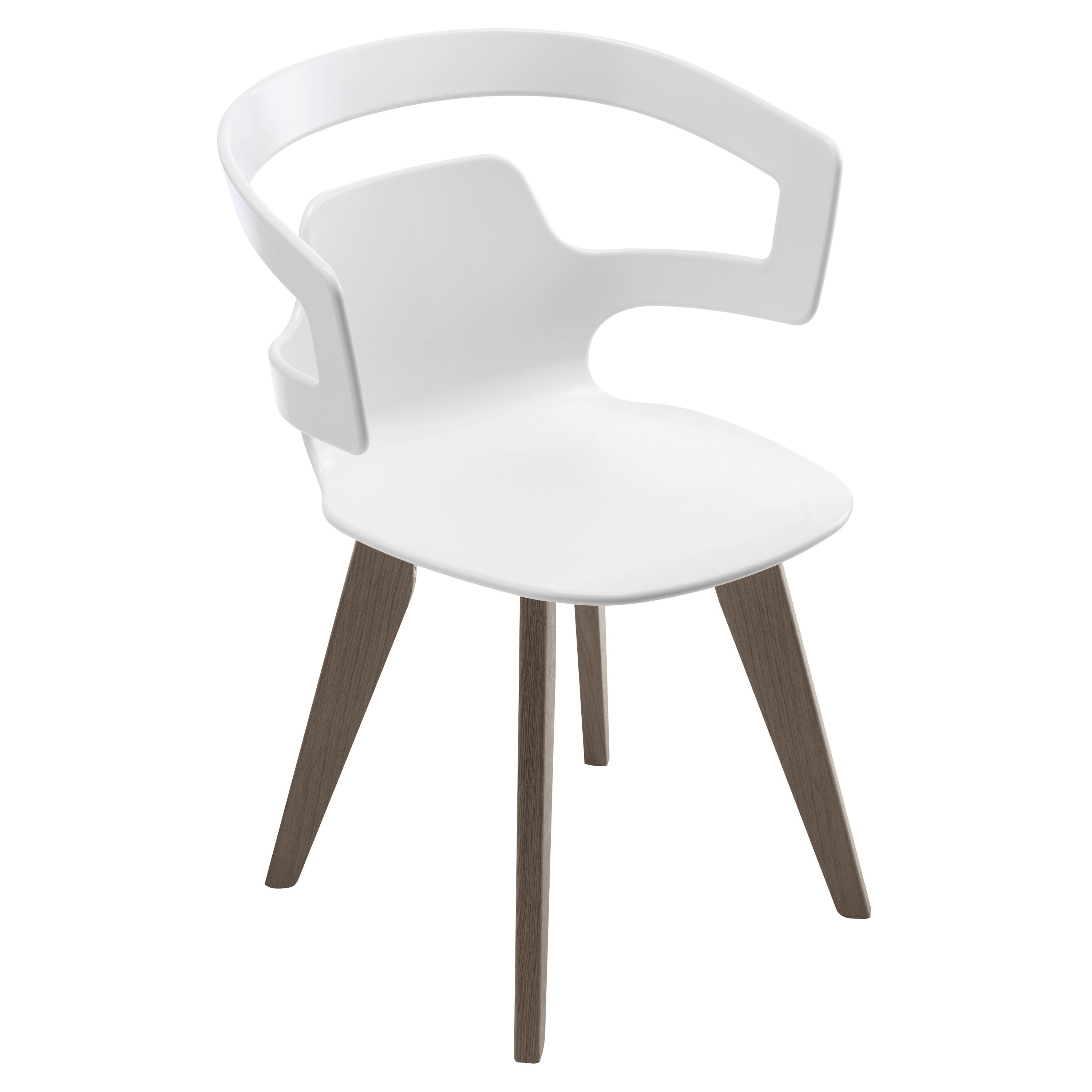 Silla Alias 558 Segesta de asiento blanco y estructura de roble oscuro por Alfredo Häberli