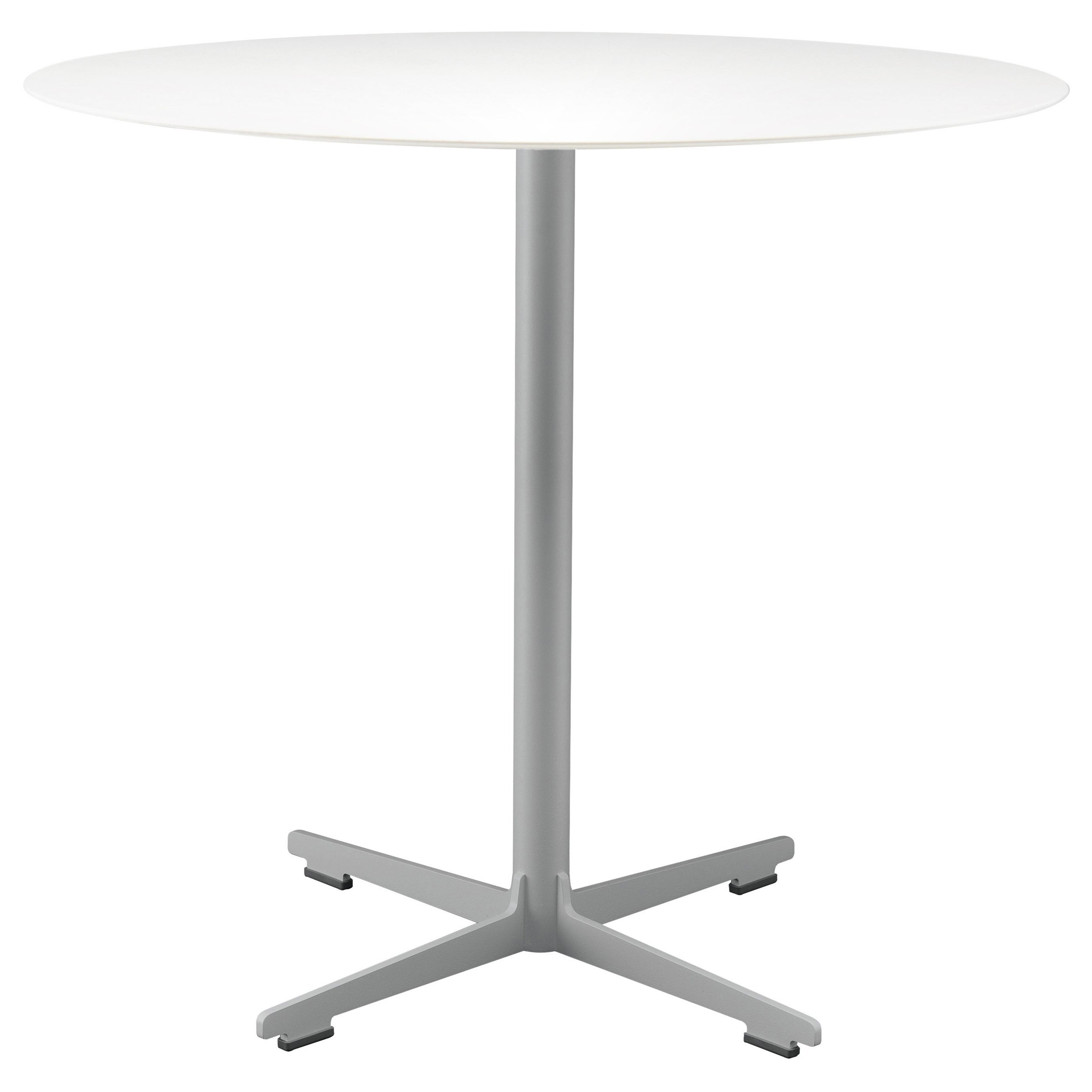 Tavolo a croce Alias 572 con piano grigio chiaro e base laccata