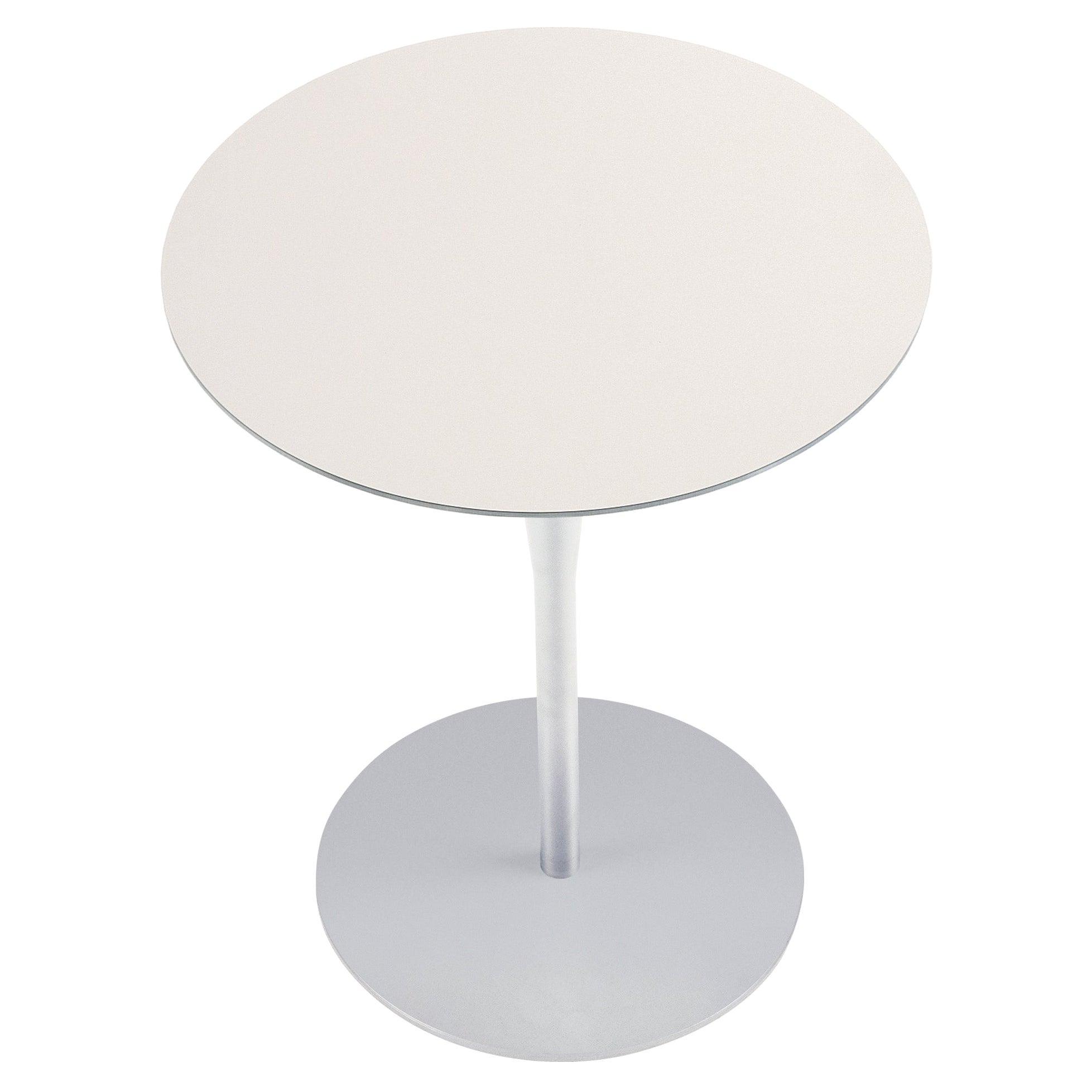 Alias 796 Round Atlas Table in White Laminated Top and Lacquered Aluminum Frame