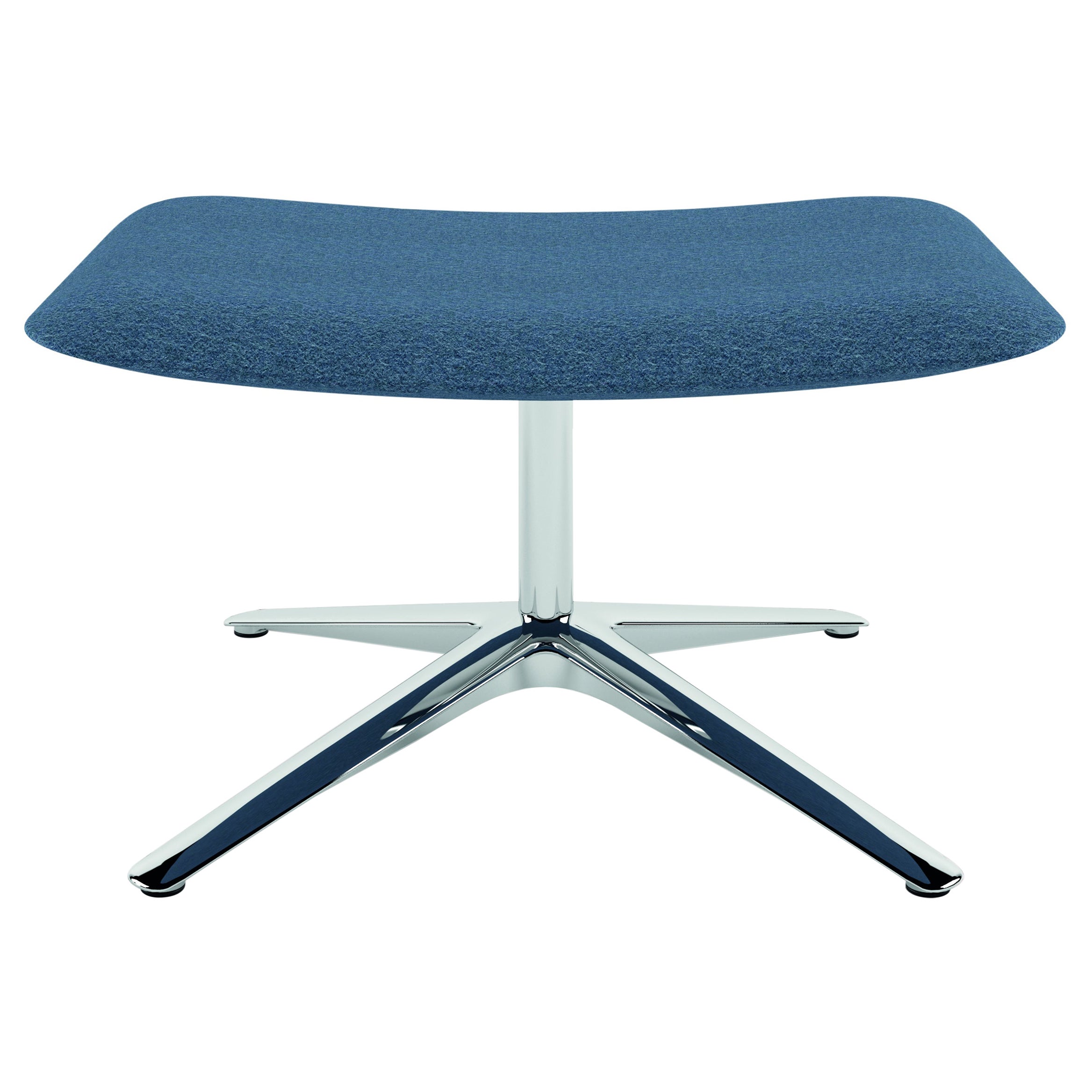 Alias 799 Schlanker Hocker in Blau, gepolsterter Sitz mit poliertem Aluminiumrahmen im Angebot
