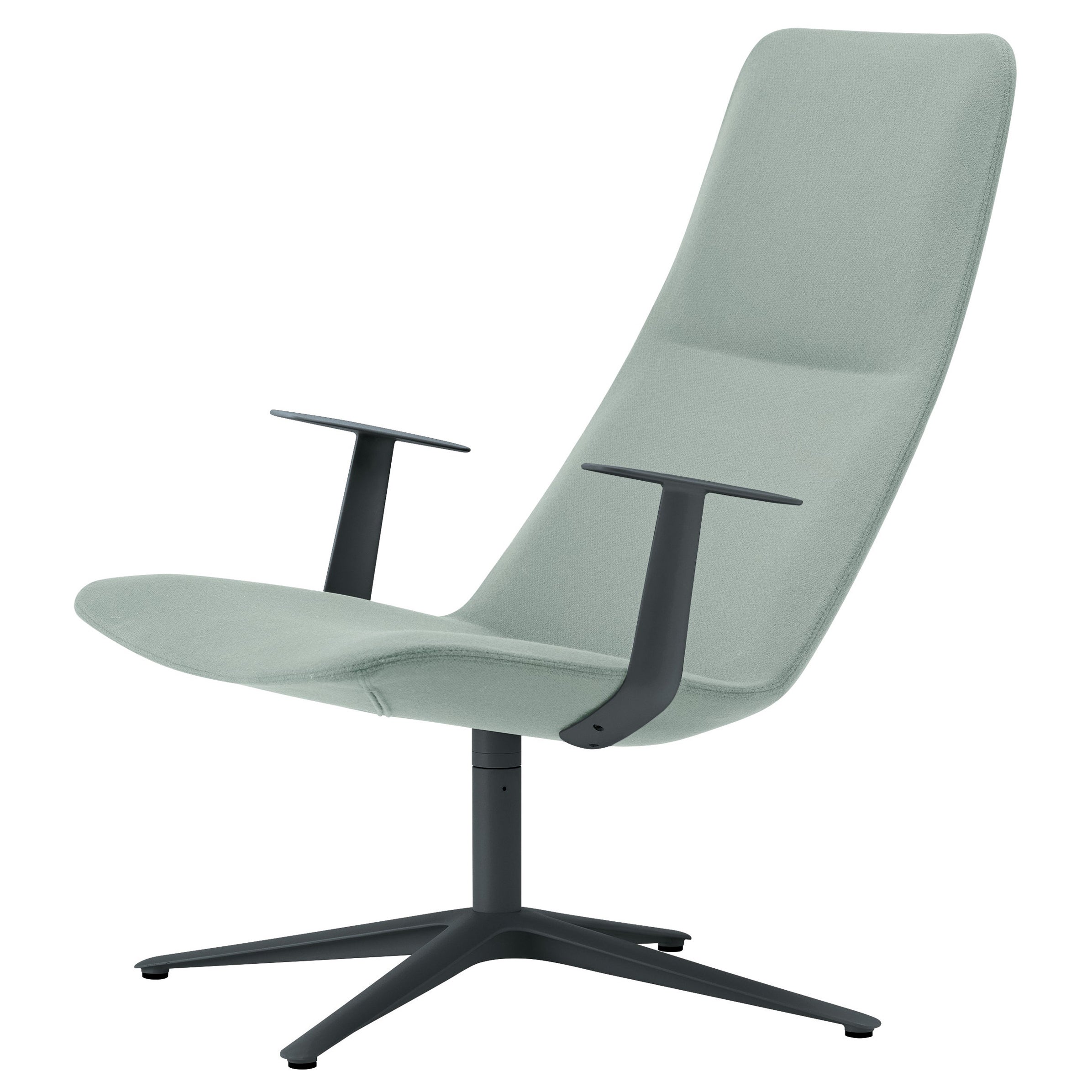 Fauteuil de salon haut Alias 818 mince avec assise verte et cadre laqué gris