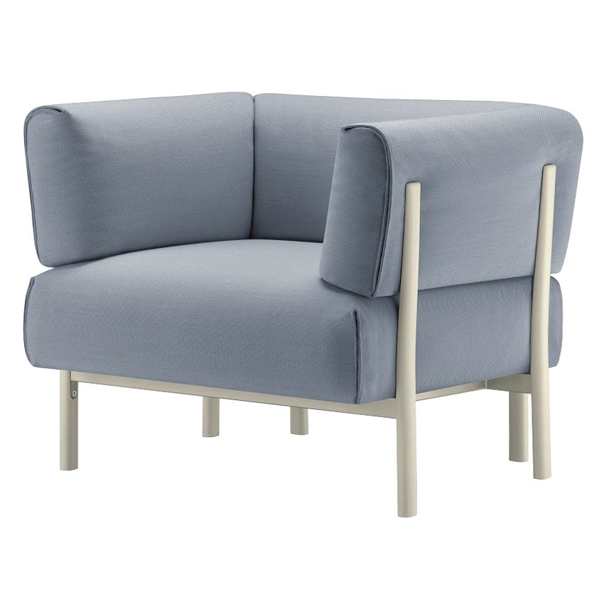 Alias 860 Eleven Poltrona con seduta blu e struttura in alluminio laccato bianco