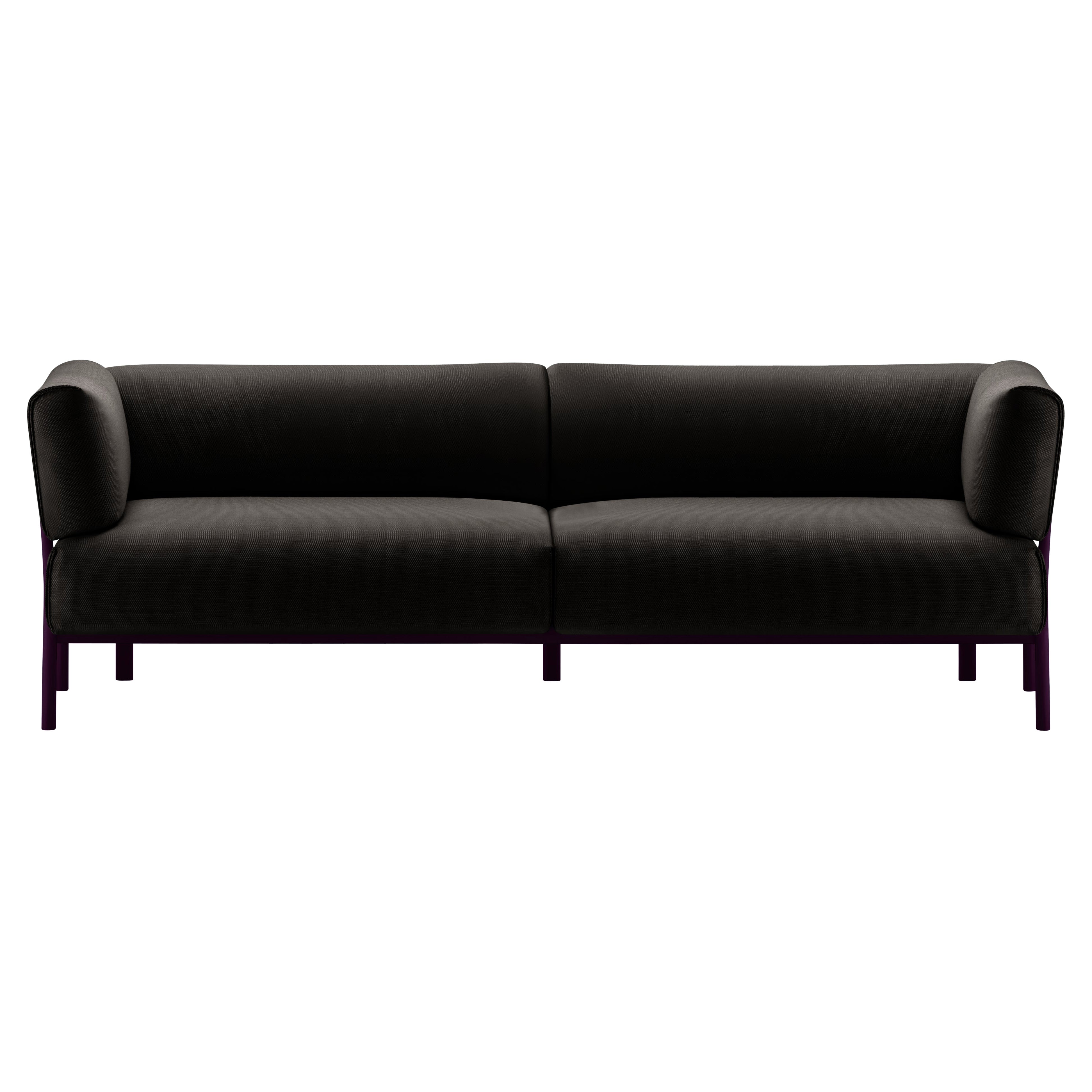 Alias 862 Eleven Sofa mit 3 Etagen und Sitz aus Aubergine-Leder und lackiertem Aluminiumrahmen im Angebot