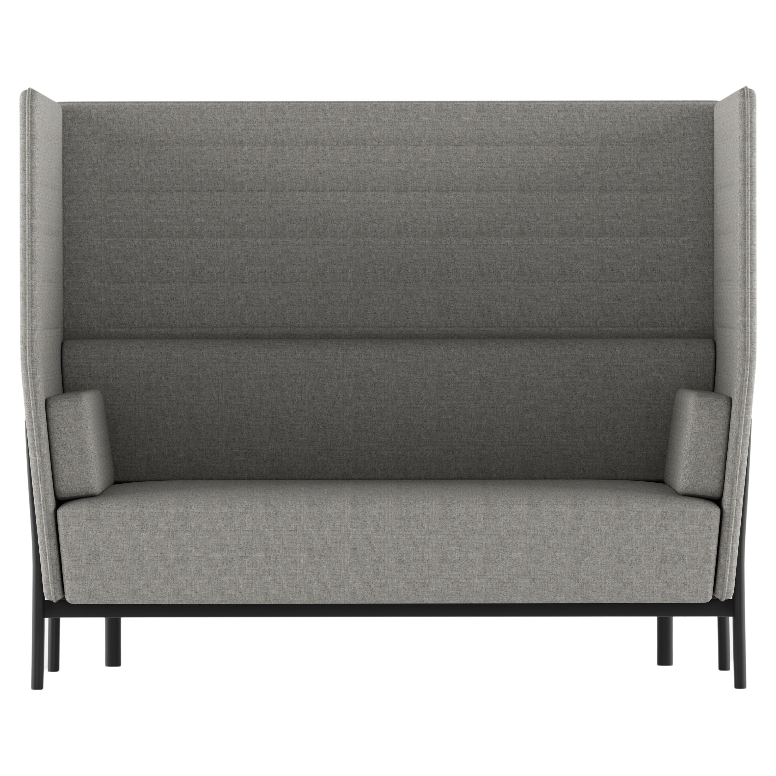 Alias 863 Eleven High Back Two Seater Sofa in Grey with Black Lacquered Frame For Sale