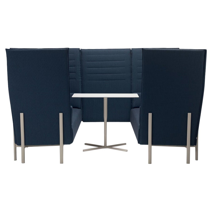 Alias 867 Eleven High Back Privacy 2 Seater Sofa in Blue & Sand Lacquered Frame