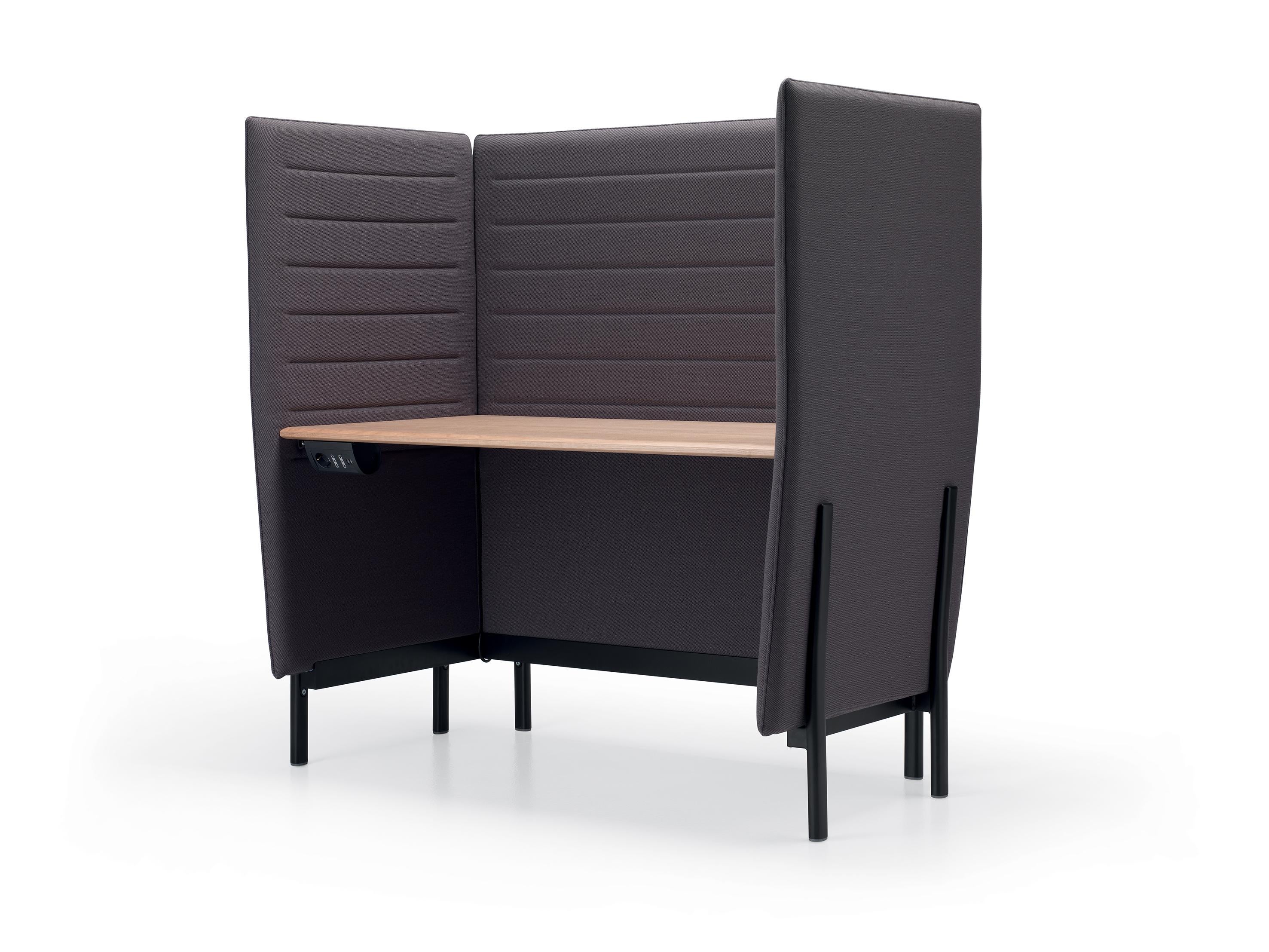 Alias 885 Large Eleven High Desk in Natural Oak & Black Lacquered Aluminum Frame by PearsonLloyd

Desk. Structure with legs in die-cast aluminium and frame in steel lacquered or polished.Panels covered with fabric. Fixed top in MDF oak veneered