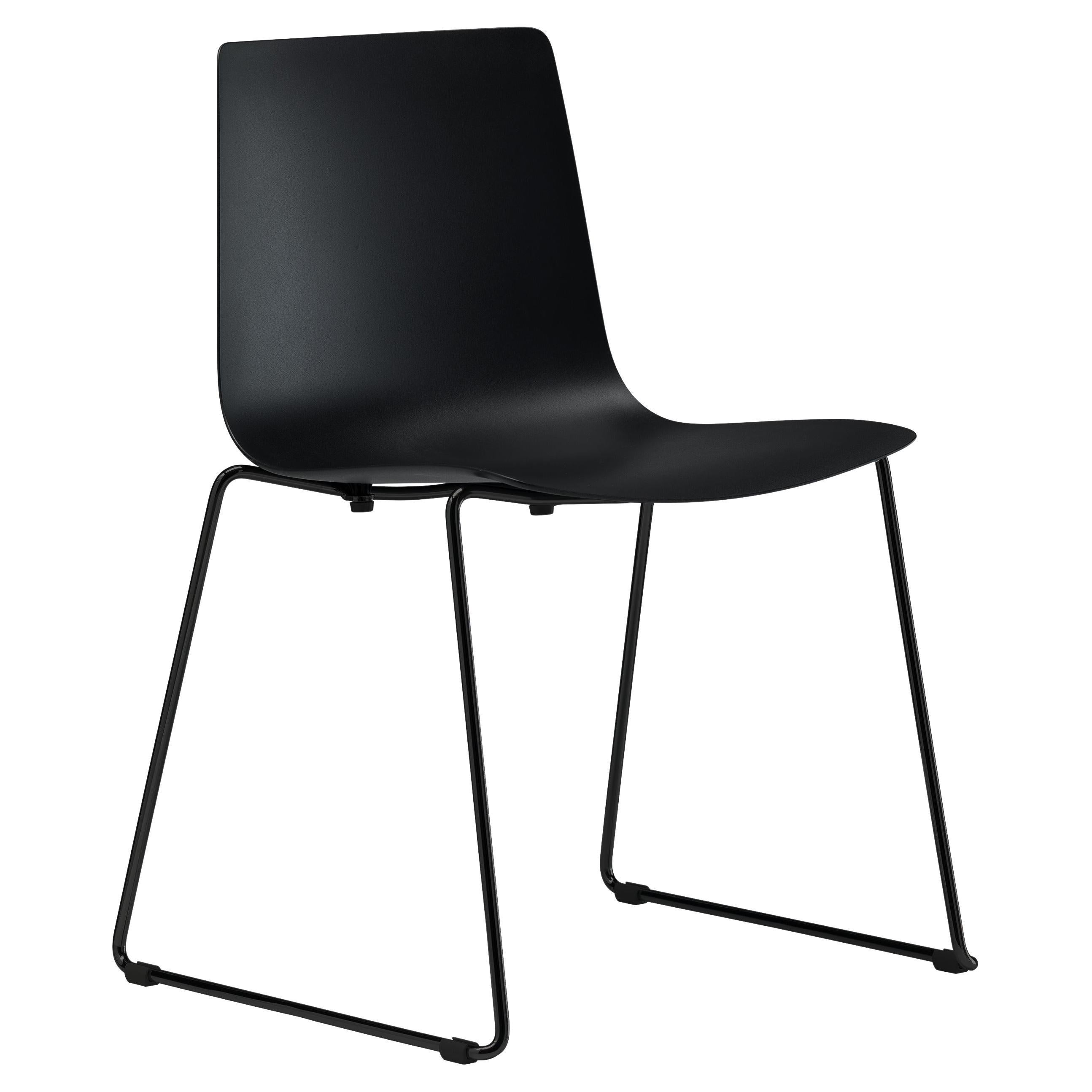 Alias 89A Slim Chair Sledge in Black Polypropylene Seat & Lacquered Steel Frame For Sale