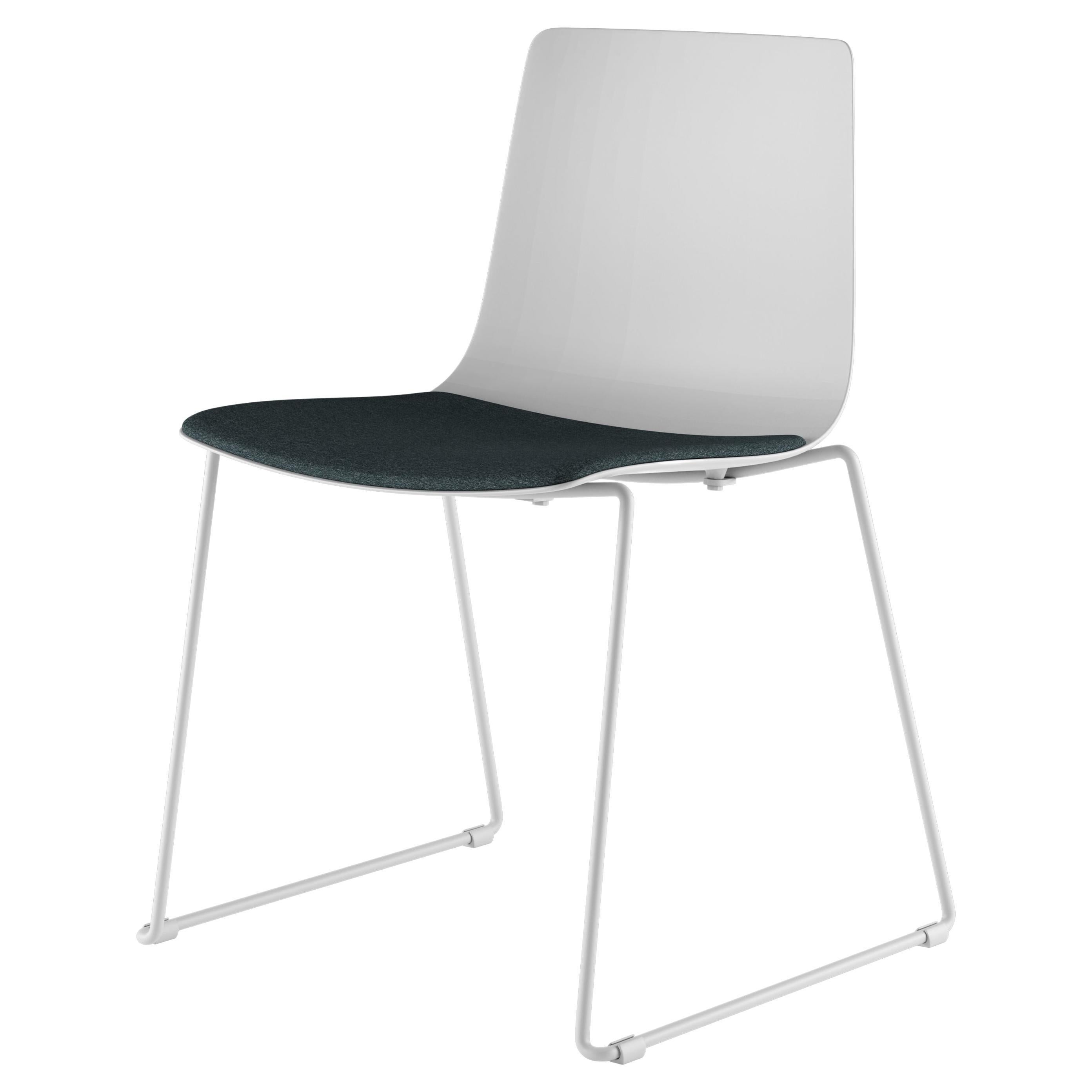 Alias 89A Slim Chair Sledge Soft with Small Pad in Black & Lacquered Steel Frame For Sale