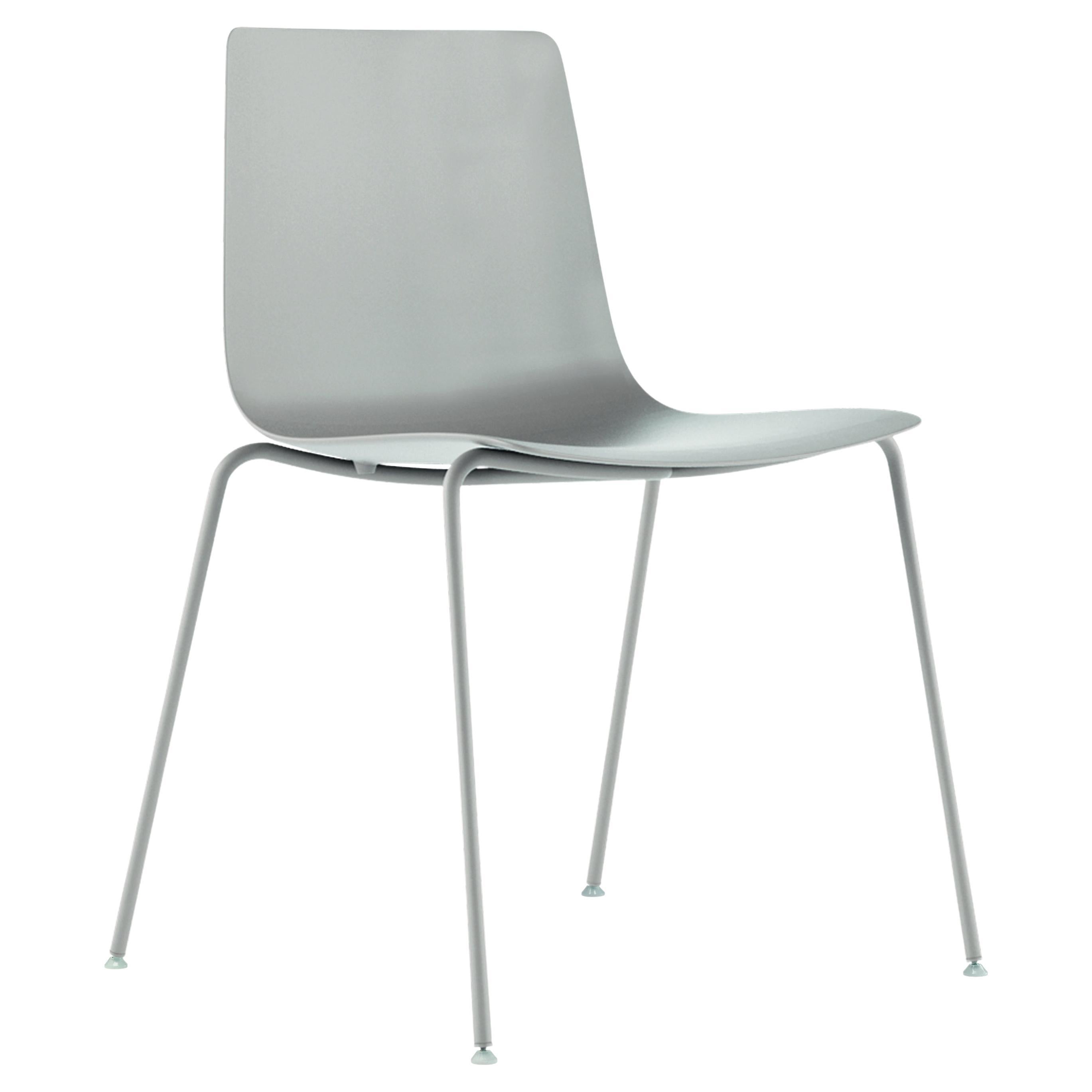 Alias 89C Slim Chair 4 in Light Grey Polypropylene Seat & Lacquered Steel Frame