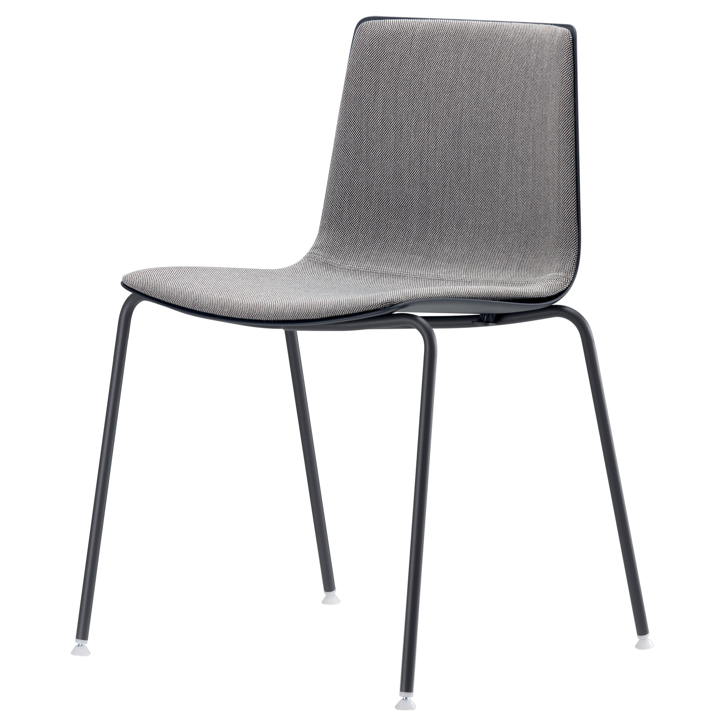 Alias 89C Schlanker Stuhl 4 Soft M mit grauer gepolsterter Sitzfläche und lackiertem Stahlgestell