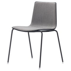 Alias 89C Schlanker Stuhl 4 Soft M mit grauer gepolsterter Sitzfläche und lackiertem Stahlgestell