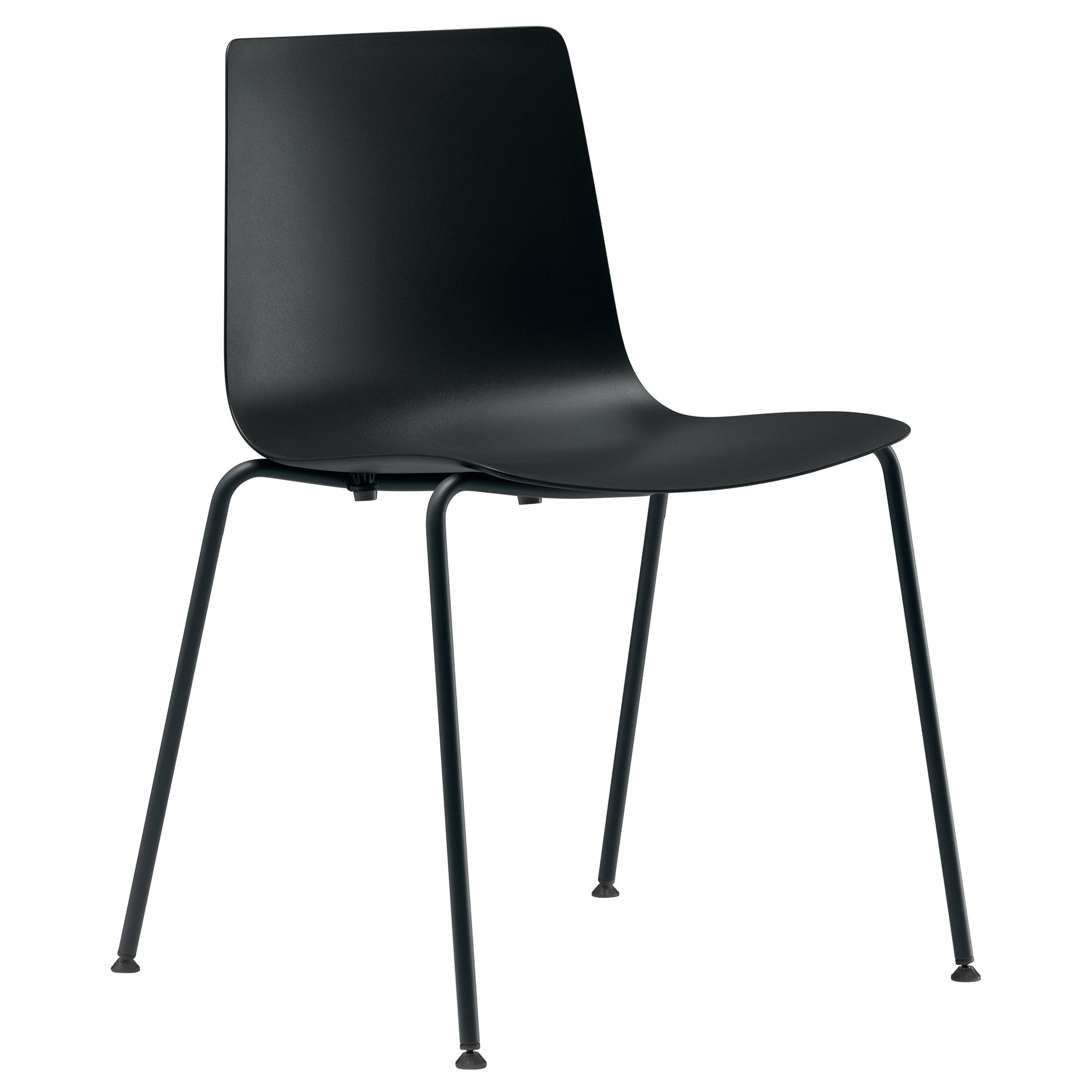 Silla de Exterior Alias 89C Slim 4 en Asiento Negro con Estructura de Acero Lacado Negro