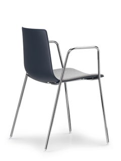 Sillón Alias 89D Slim 4 Soft S de asiento tapizado gris y estructura de acero cromado