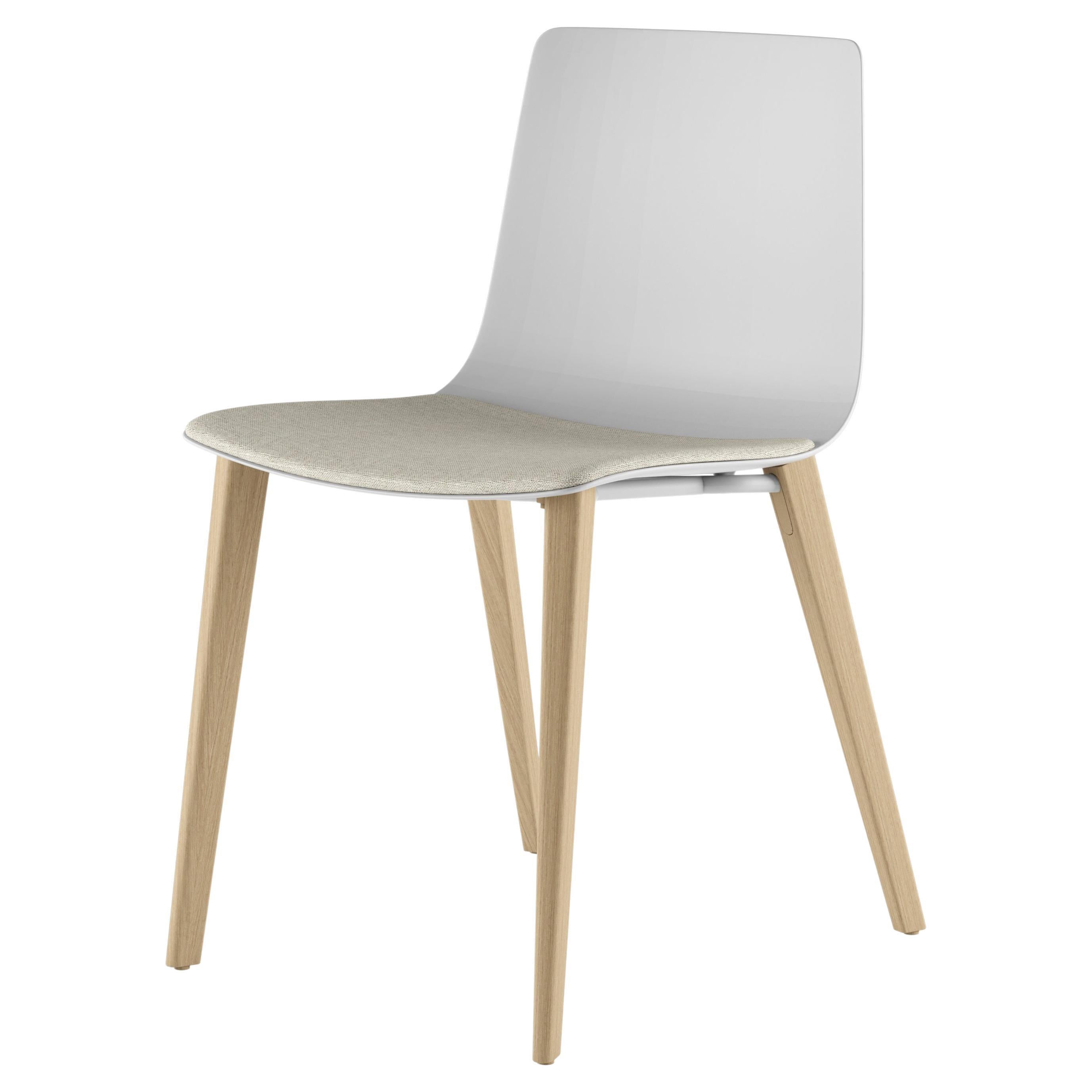 Alias 89E Slim Chair Wood Soft with Small Pad in Beige and Natural Oak Frame For Sale