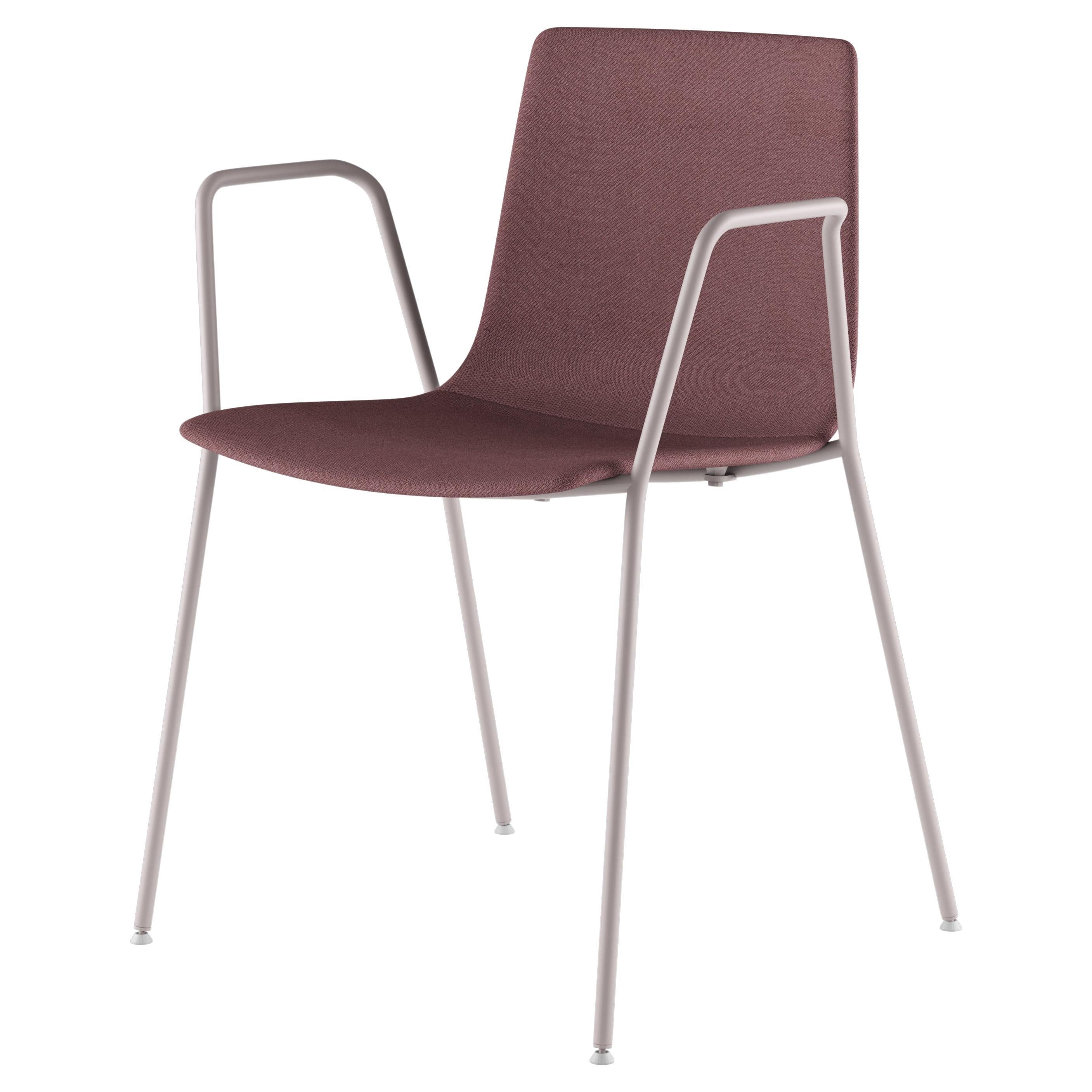 Alias 89G Slim Chair 4 Arm Soft L in Maroon with White Lacquered Steel Frame For Sale