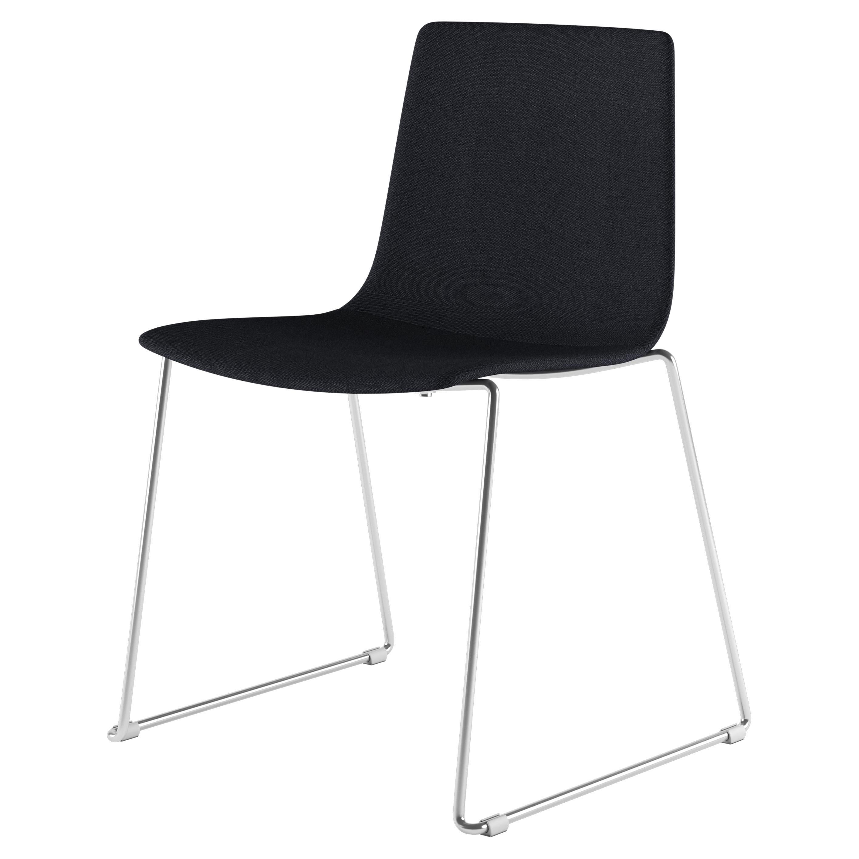 Alias 89H Slim Chair Sledge Soft L in Black and Chromed Steel Frame For Sale