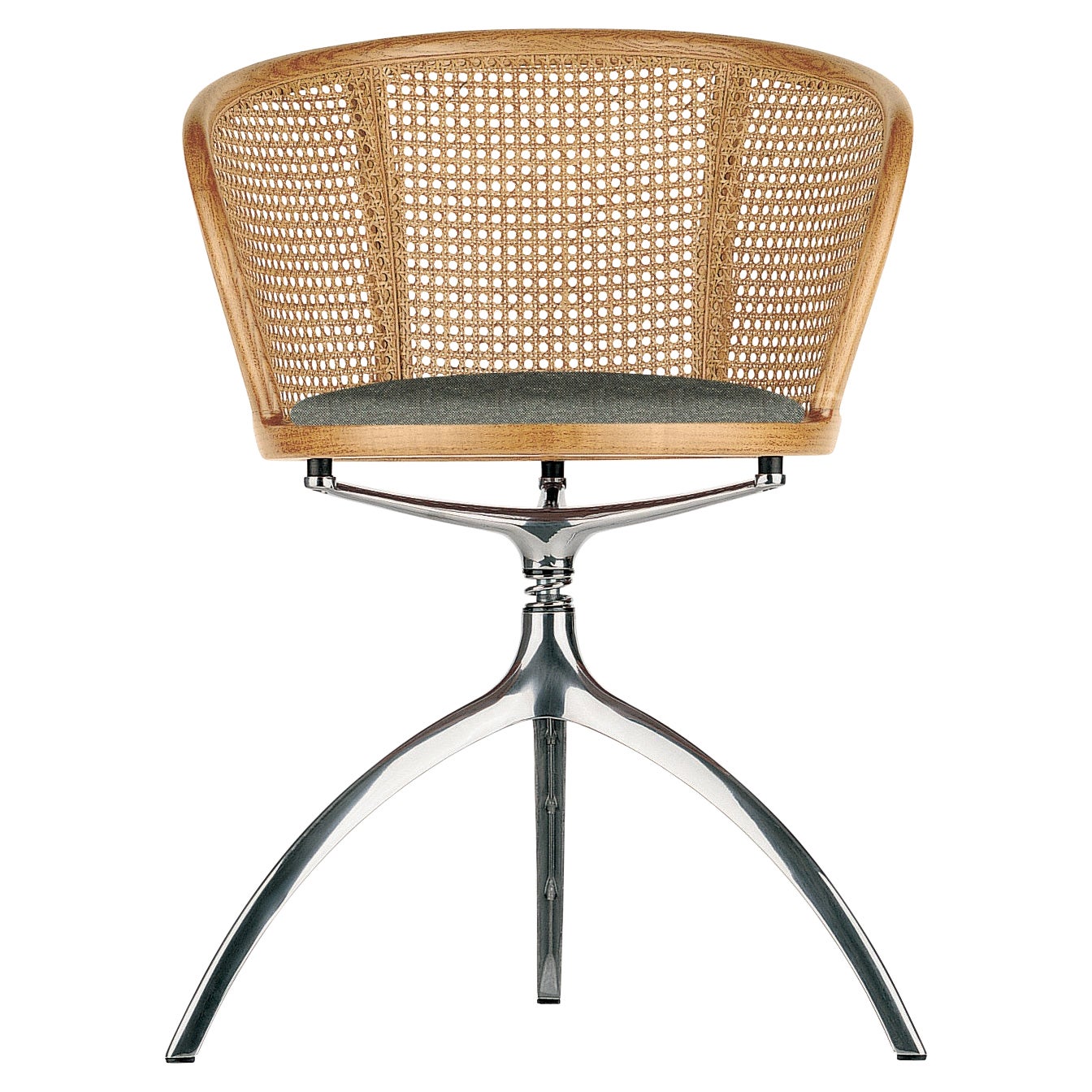 Silla Alias 901 Young Lady con asiento tapizado en negro y estructura de aluminio pulido