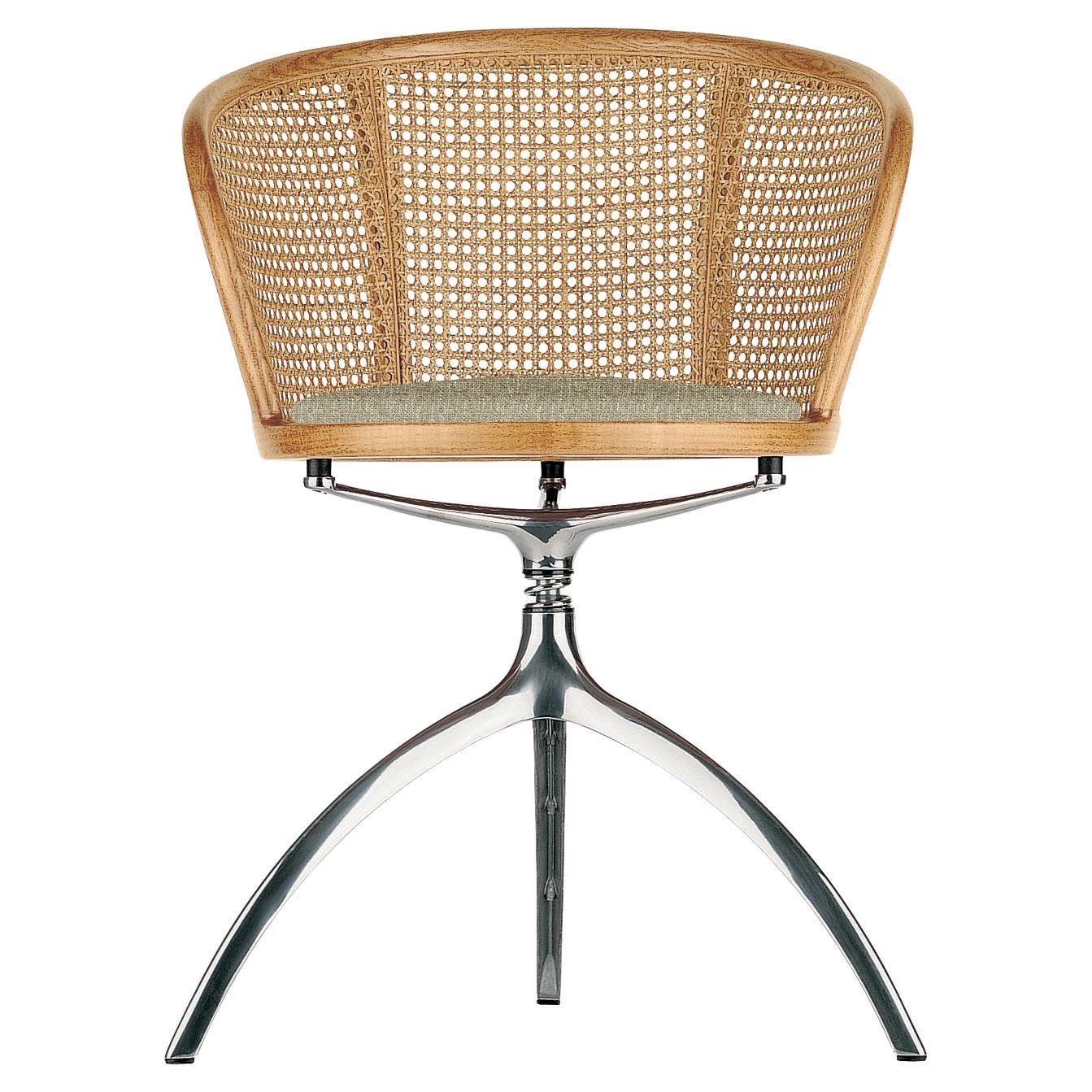 Alias 901 Young Lady Chair with Brown Upholstered Seat & Polished Aluminum Frame For Sale