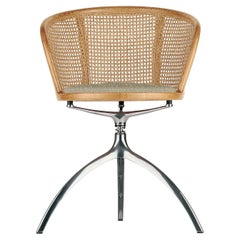 Alias 901 Young Lady Chair with Brown Upholstered Seat & Polished Aluminum Frame