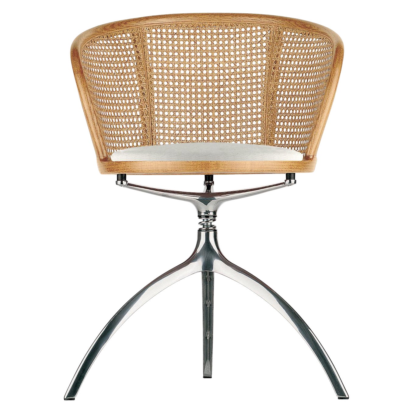 Alias 901 Sedia Young Lady con sedile imbottito bianco e struttura in alluminio lucido
