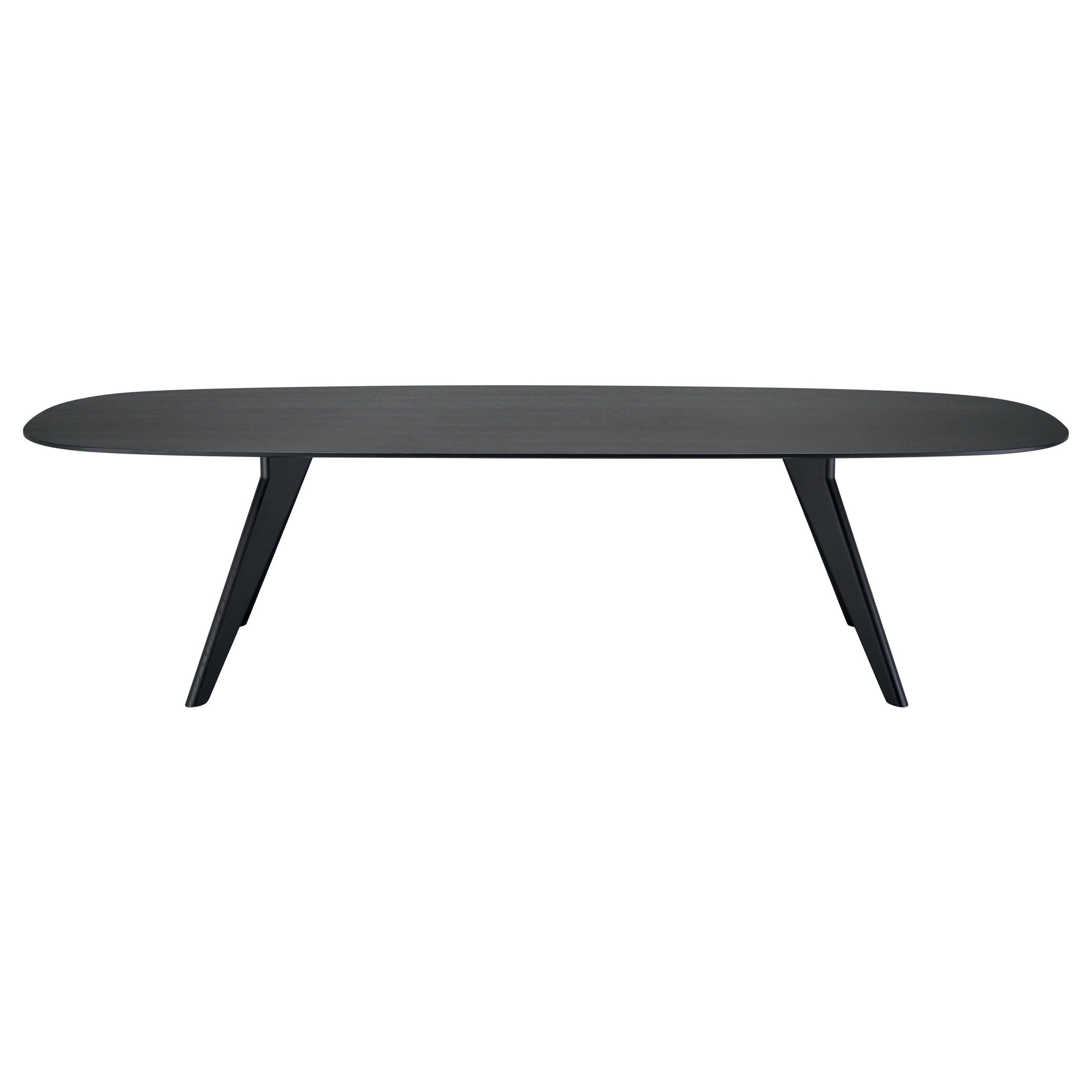 Mesa Oval Alias AGO AG9 de roble oscuro y estructura metálica de acero lacado