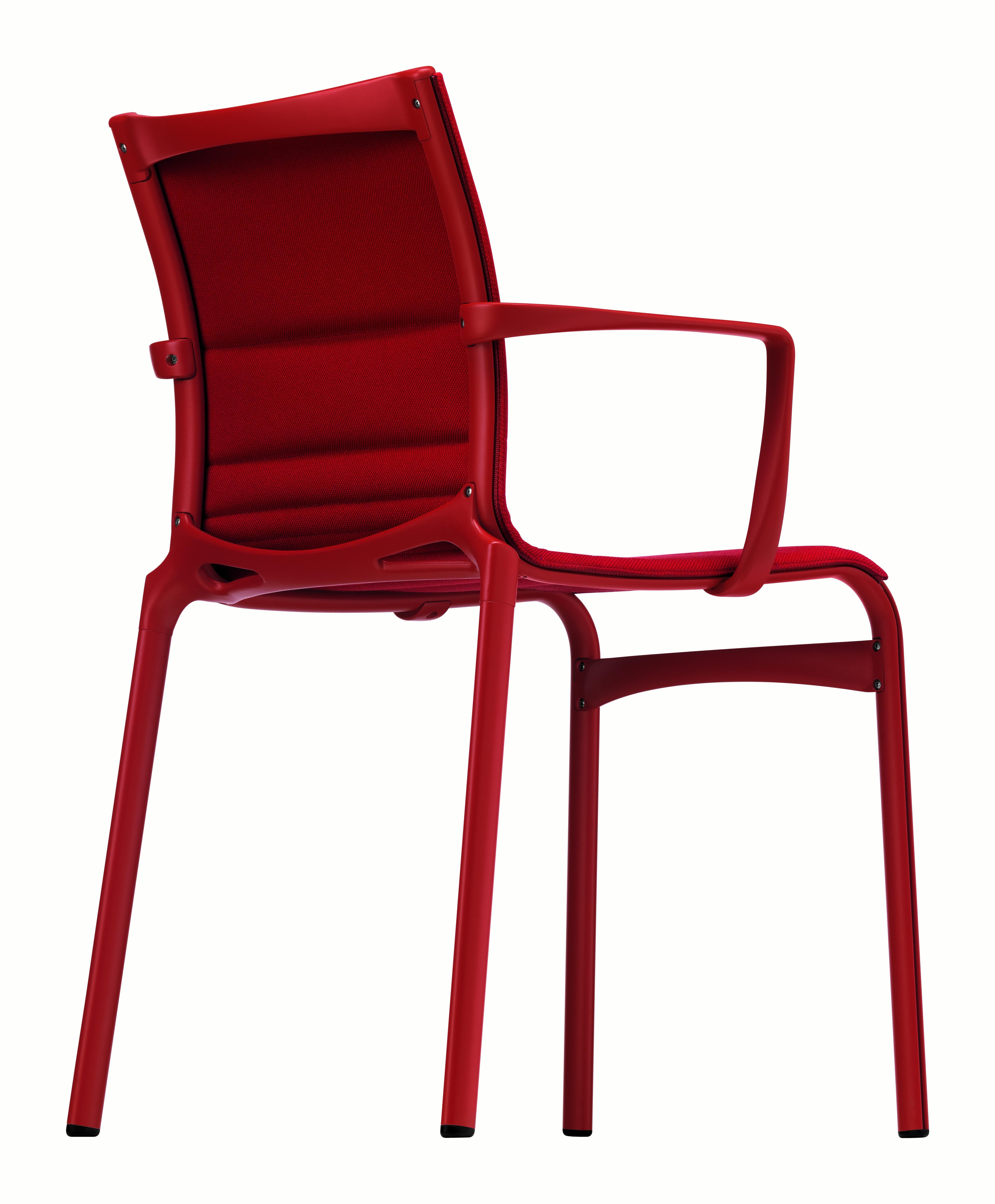 Italian Alias Bigframe 44 Armchair in Red Upholstery with Lacquered Aluminium Frame For Sale