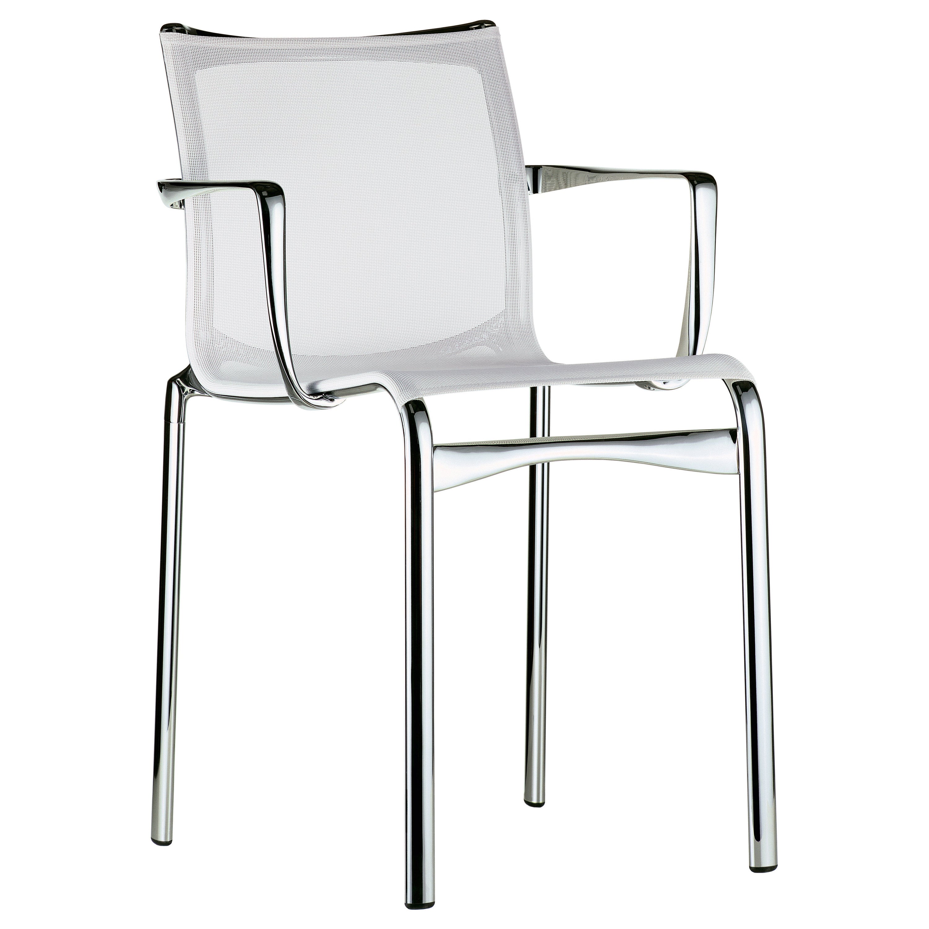 Fauteuil Bigframe 44 en maille blanche avec cadre en aluminium chromé Alias