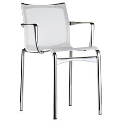 Fauteuil Bigframe 44 en maille blanche avec cadre en aluminium chromé Alias
