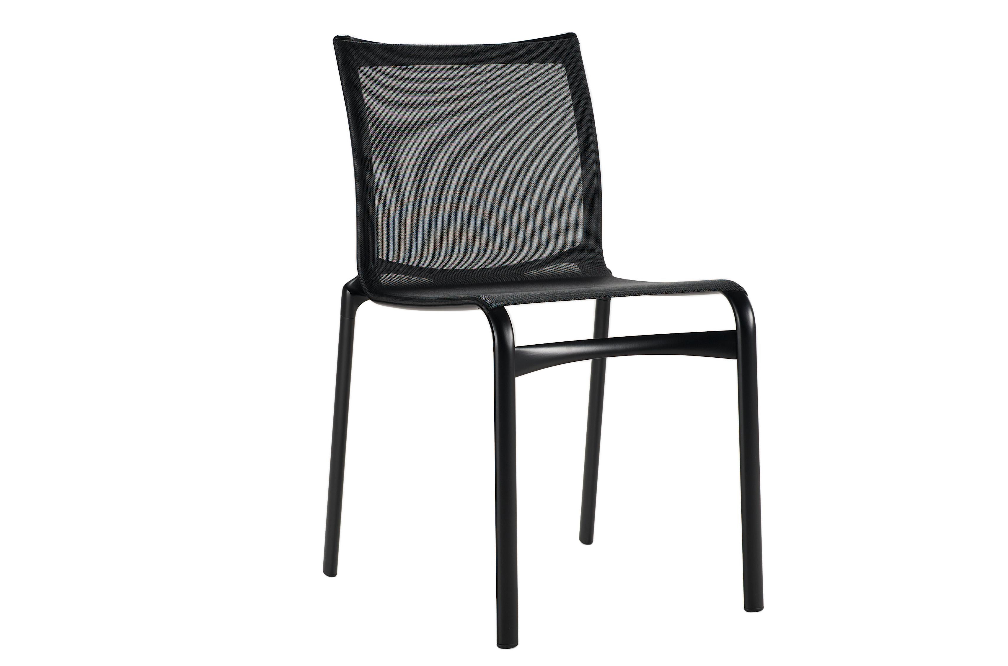 Italian Alias Bigframe 44 Chair in Black Mesh Seat with Lacquered Aluminium Frame For Sale