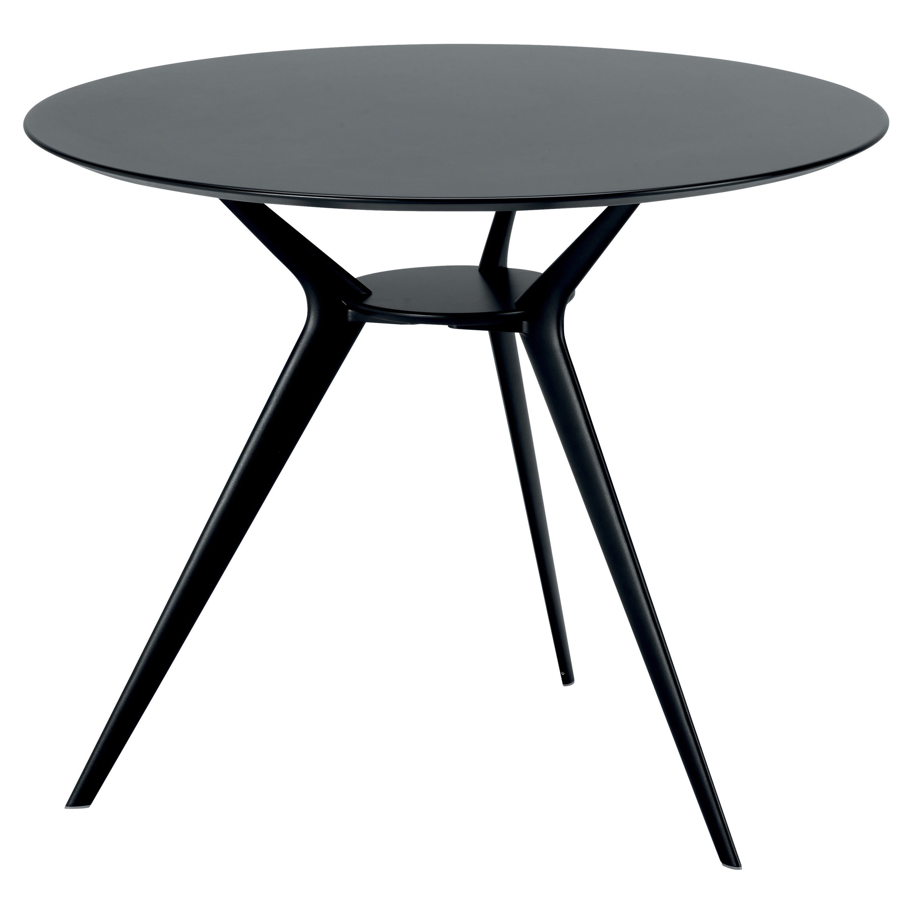 Table Biplane 401 d'Alix avec plateau en MDF noir et cadre en aluminium laqué noir
