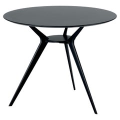 Table Biplane 401 d'Alix avec plateau en MDF noir et cadre en aluminium laqué noir