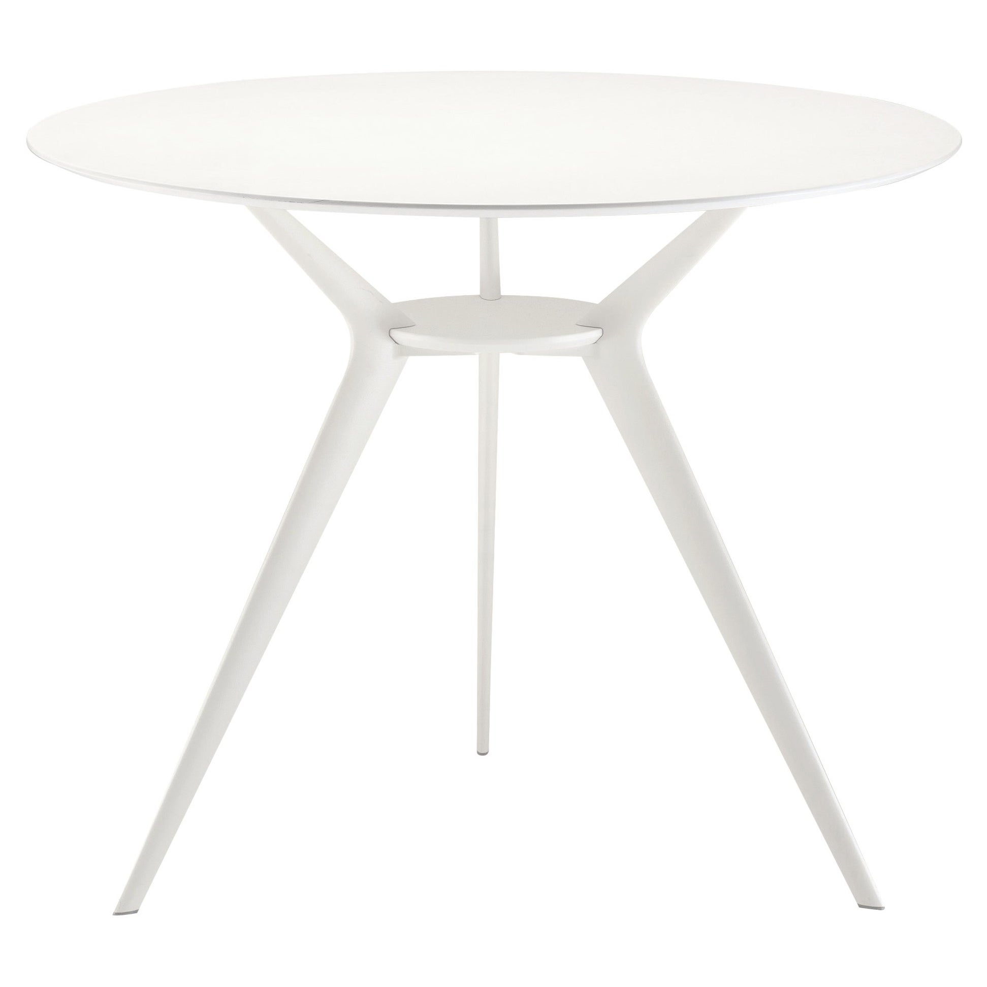 Table Biplane 401 d'Alix avec plateau en MDF blanc et cadre en aluminium laqué blanc