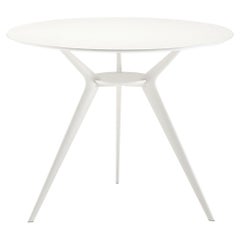Table Biplane 401 d'Alix avec plateau en MDF blanc et cadre en aluminium laqué blanc
