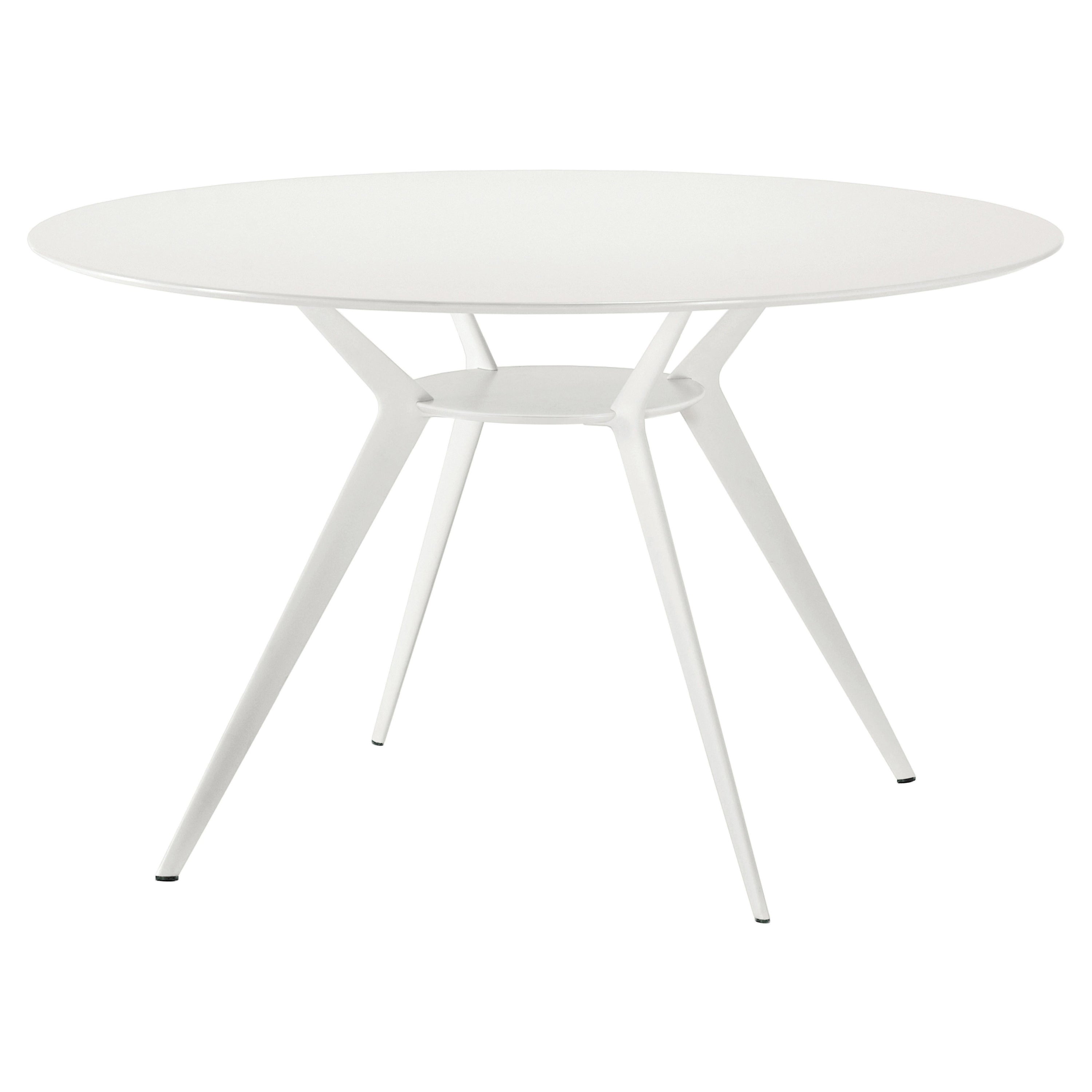 Table Alias Biplane 402 avec plateau en MDF blanc et cadre en aluminium laqué blanc