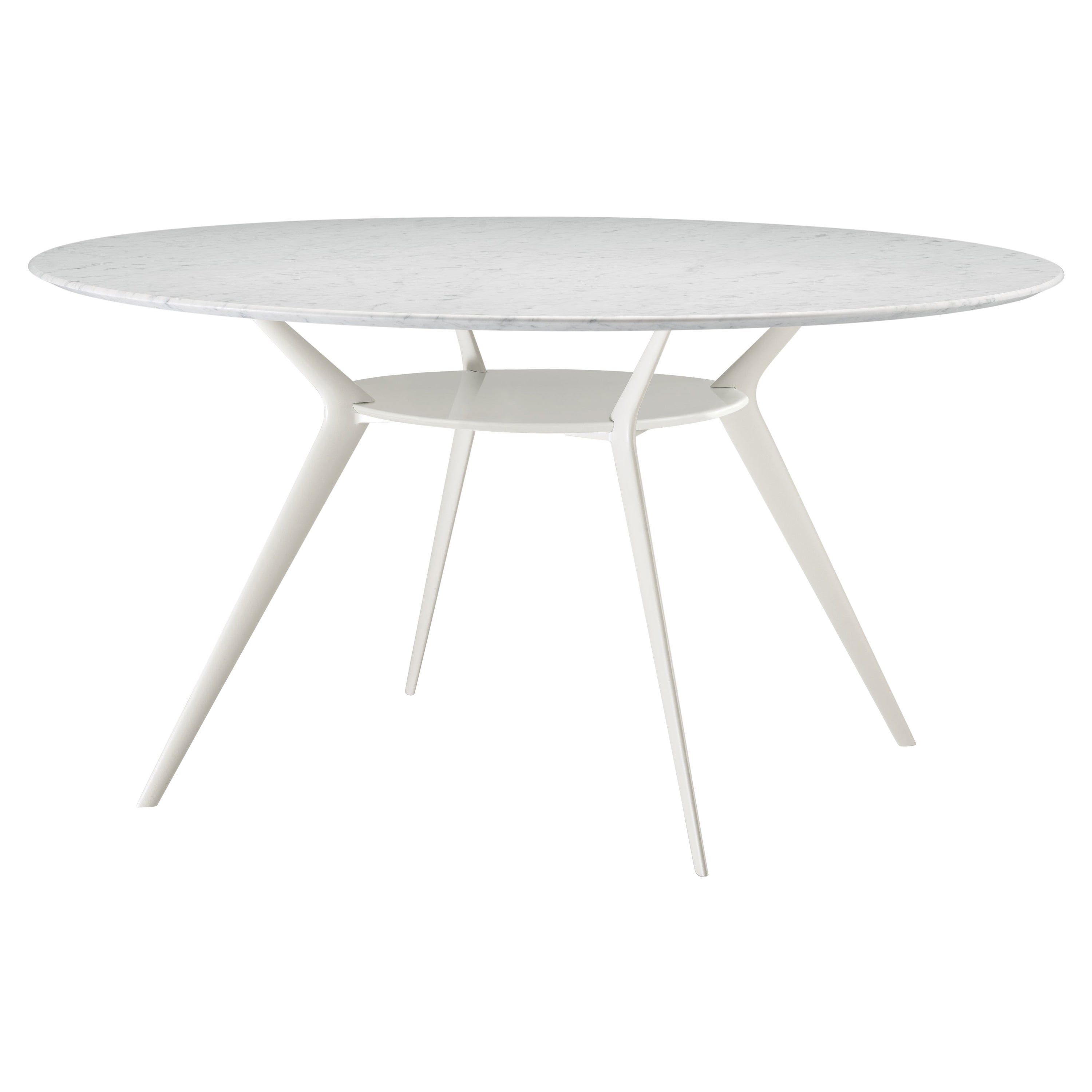 Table biplane Alias 403 avec plateau en marbre et cadre en aluminium laqué blanc en vente