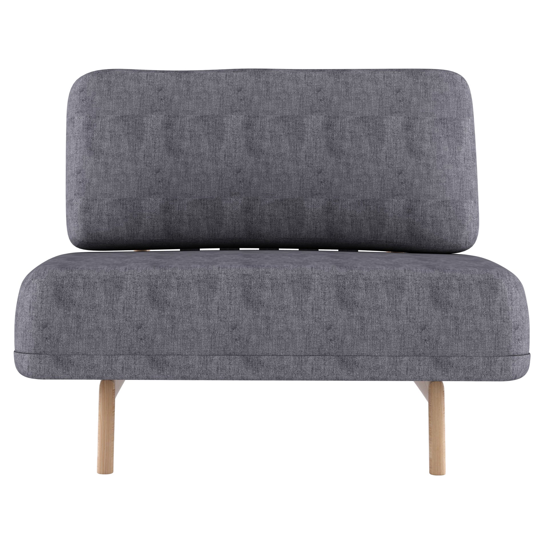 Fauteuil Trigono Alias D10 en tissu gris avec cadre en chêne naturel