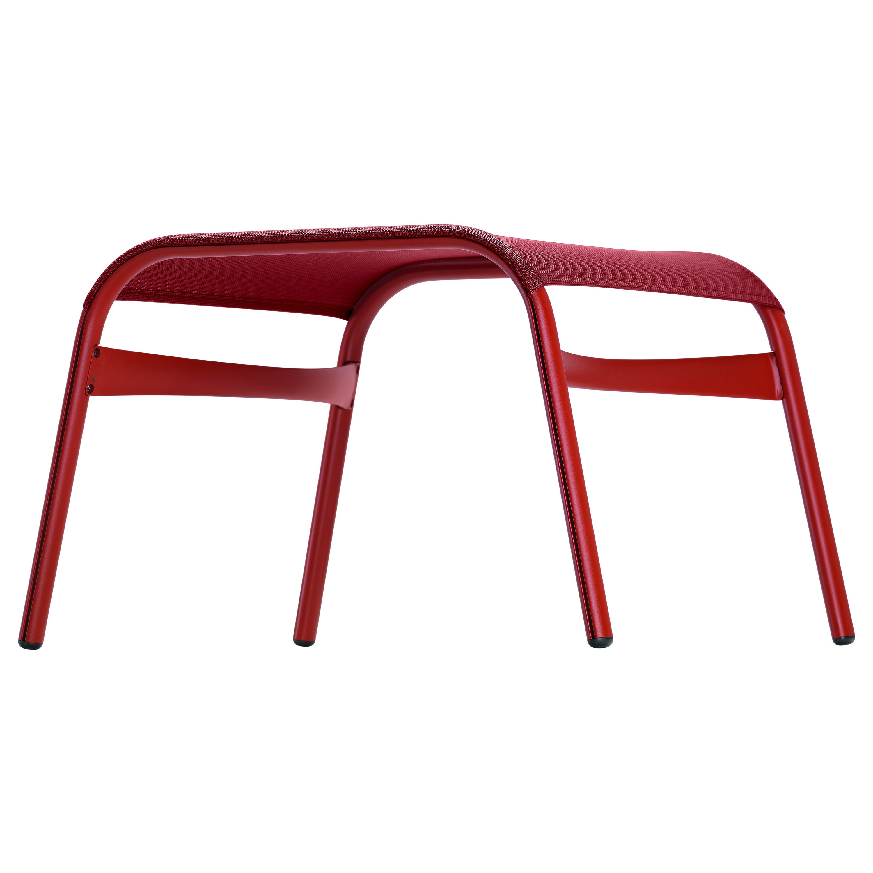 Alias Feetframe 431 Outdoor-Hocker aus Korallenrotem Mesh und lackiertem Aluminiumrahmen