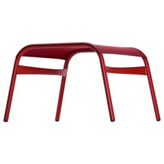 Alias Feetframe 431 Outdoor-Hocker aus Korallenrotem Mesh und lackiertem Aluminiumrahmen