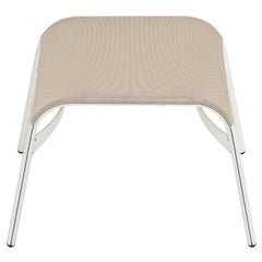Tabouret d'extérieur 431 à pieds en maille avec cadre en aluminium laqué blanc Alias