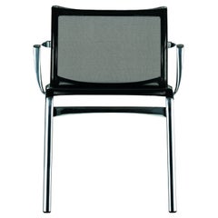 Alias Frame 52 Armchair in Black Mesh & Chromed Aluminium Frame by Alberto Meda