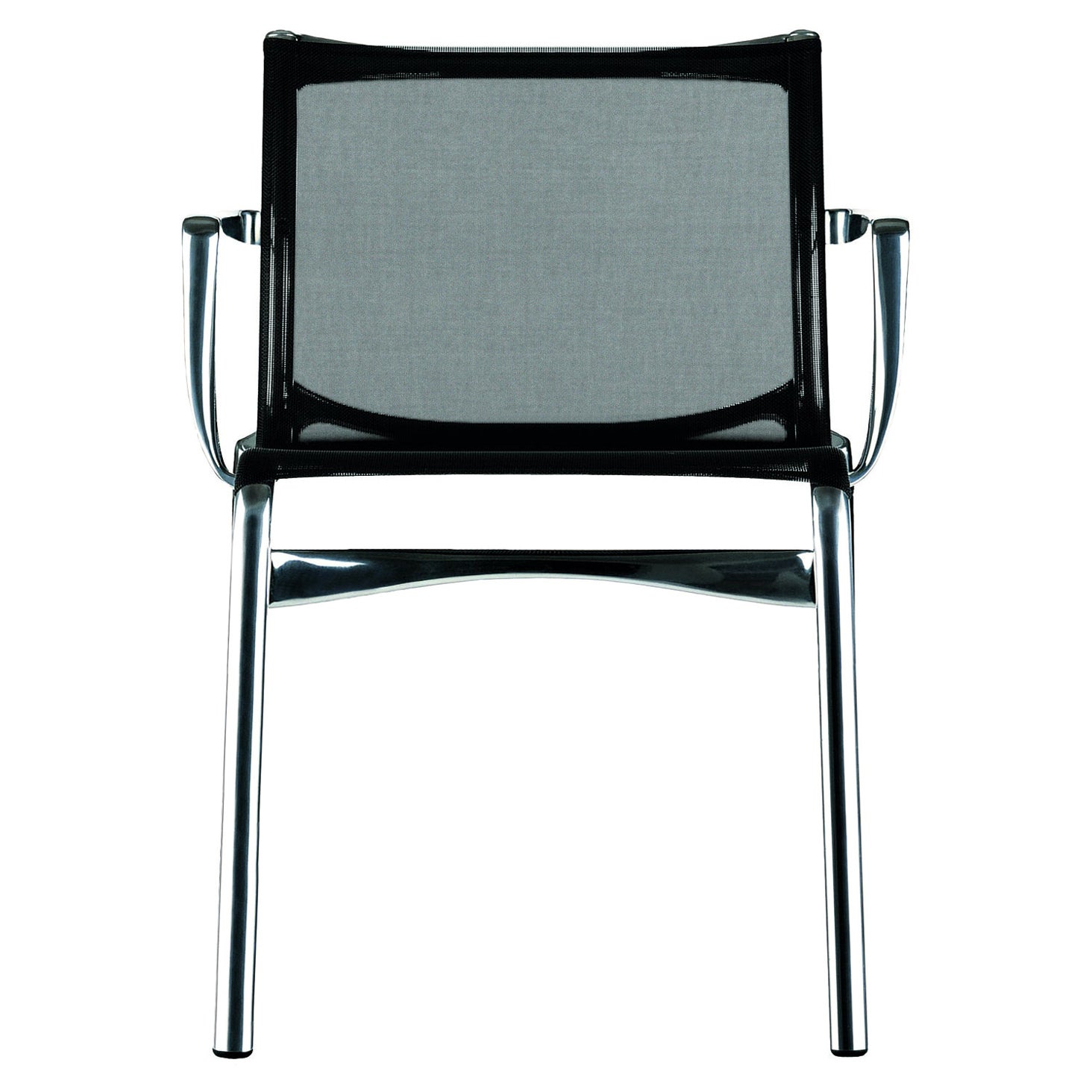 Alias Frame 52 Armchair in Black Mesh & Polished Aluminium Frame by Alberto Meda