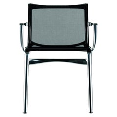 Alias Frame 52 Armchair in Black Mesh & Polished Aluminium Frame by Alberto Meda