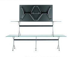 Alias Frameetable 160 con piano in vetro e struttura in alluminio laccato rosso corallo