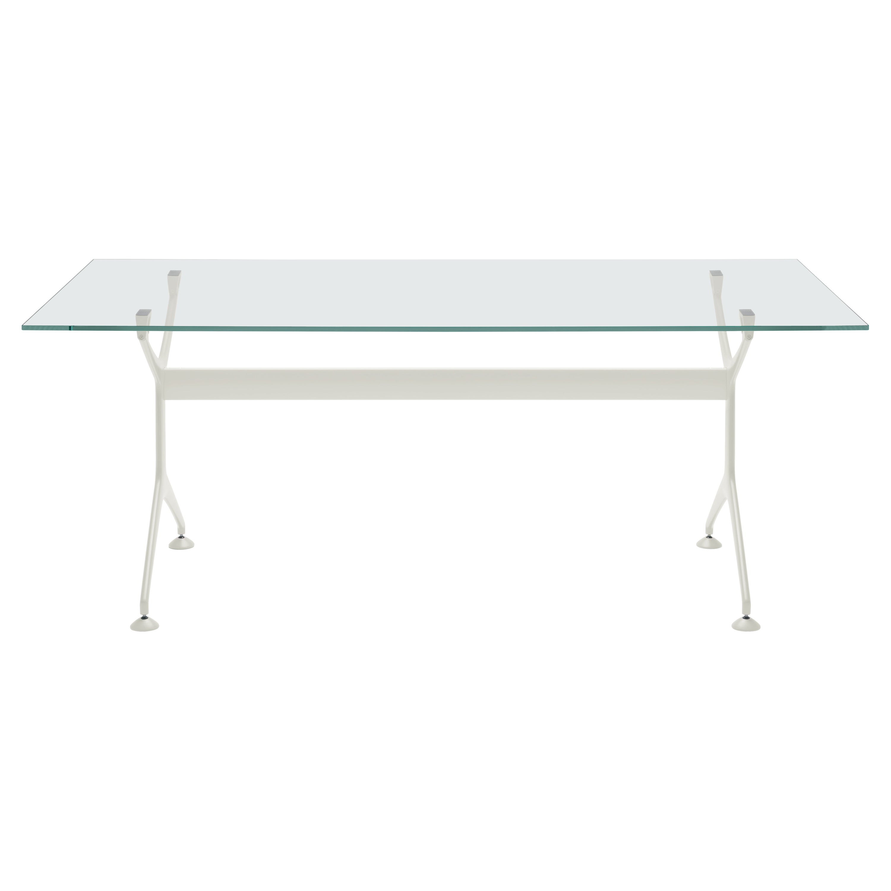Alias Frametable 160 in Glass Top with White Lacquered Aluminium Frame